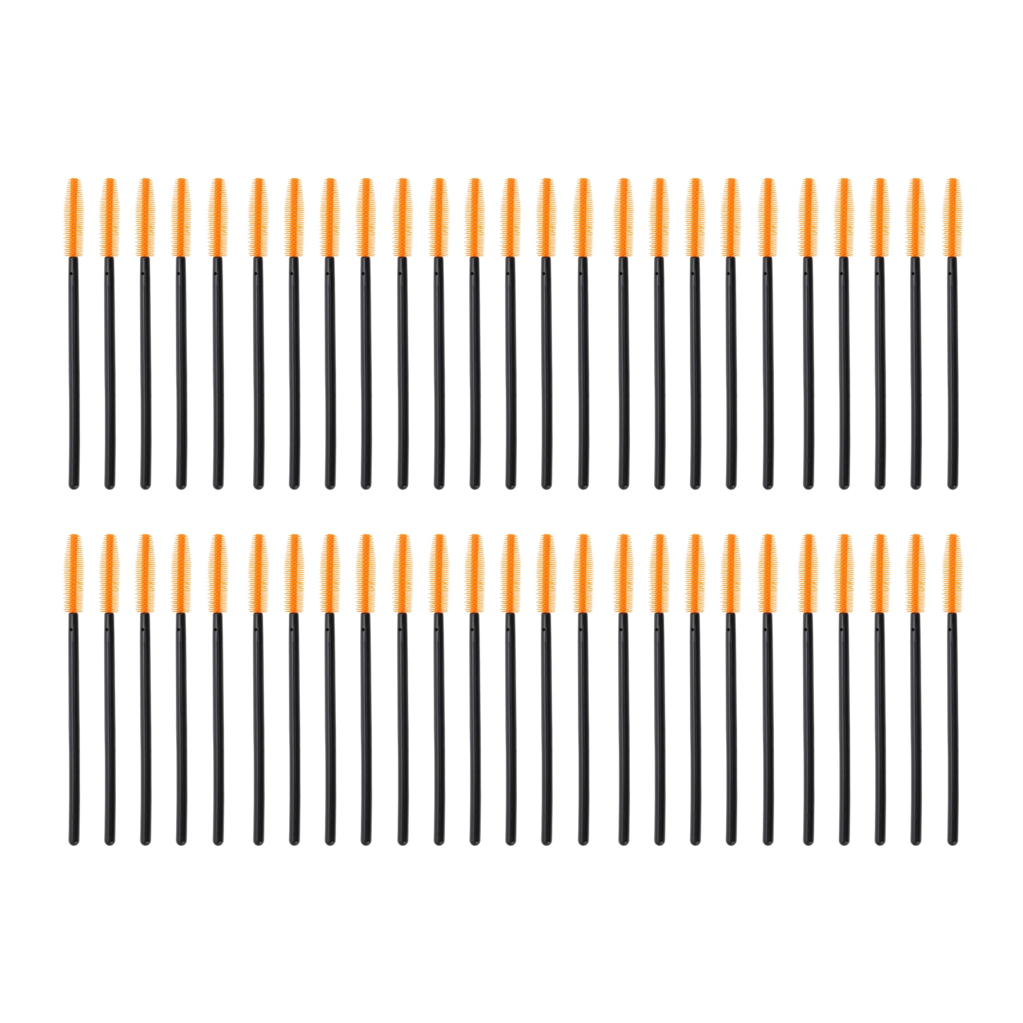 Unique Bargains Makeup Lightweight Silicone Eyelash Brush Black Orange 50 Pcs