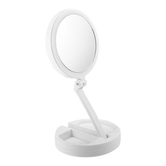Unique Bargains Makeup Mirror with Lights Vanity Mirror Double Sided Magnifying Mirror Rechargeable with USB Port White