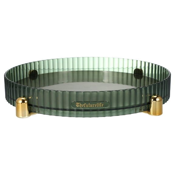 Unique Bargains Makeup Perfumes Organizer 360 Degree Rotating Round Storage Tray Dark Green