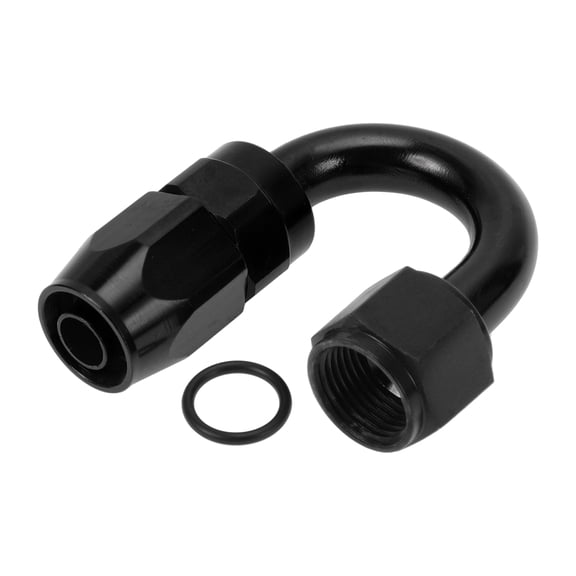 Unique Bargains Male Flare Reducer Hose Fitting Adapter TF-1001-AN8 180 Fuel Line Connector Aluminum with O-ring Black