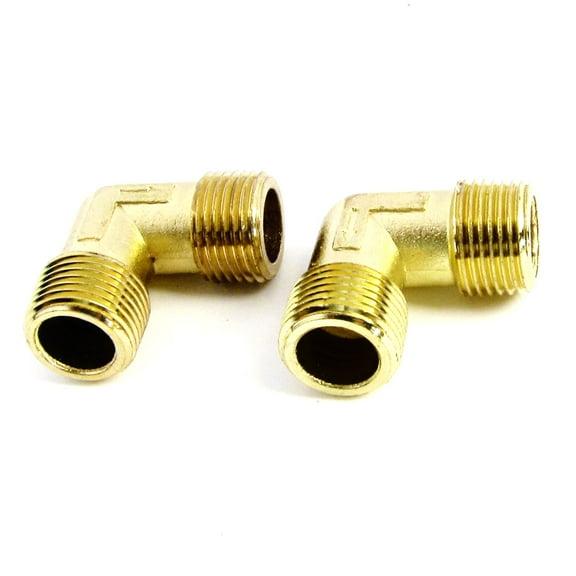 Unique Bargains Male Thread 16mm to 16mm Brass Right Angle Equal Elbow Connector for Fuel Tube