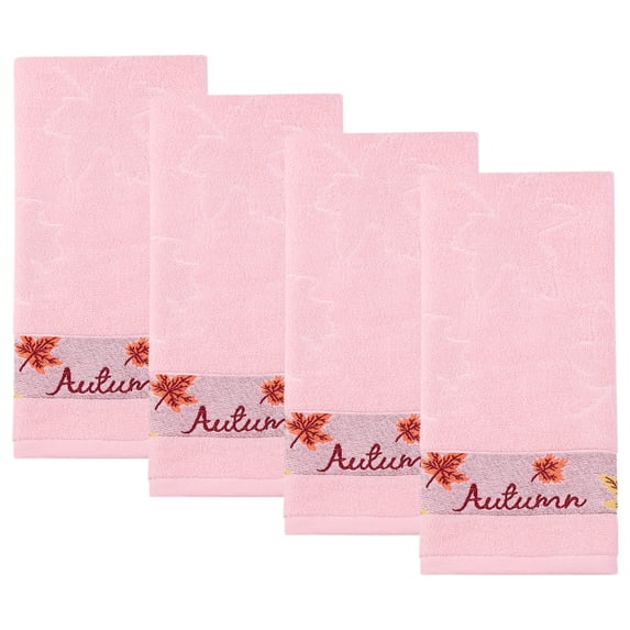 Unique Bargains Maple Leaf Jacquard Soft Absorbent Quick Dry Towels Pink 4pk