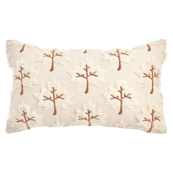 Unique Bargains Maple Leaves Embroidery Throw Pillow Covers Beige 20" x 12"