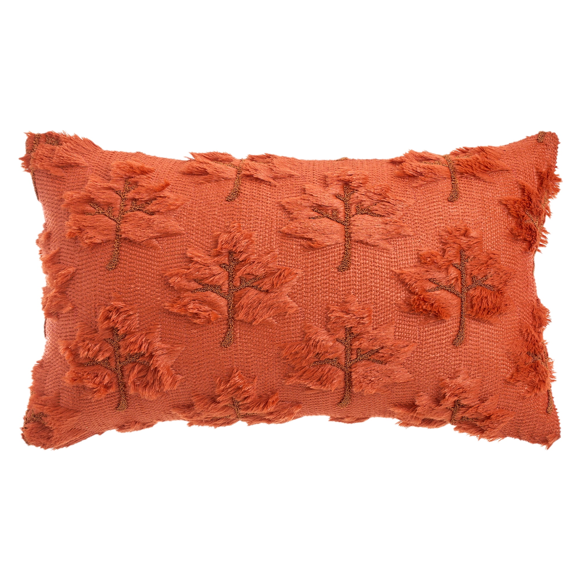 Unique Bargains Maple Leaves Embroidery Throw Pillow Covers Brown 20" x 12"