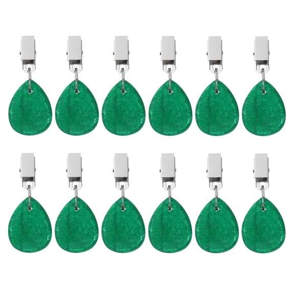 Unique Bargains Marble Tablecloth Weights with Metal Clip Green