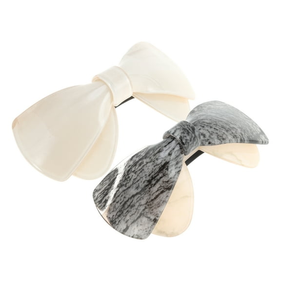 Unique Bargains Marble Texture Bow Hair Clips Black White 2 Pcs
