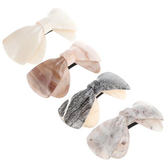 Unique Bargains Marble Texture Bow Hair Clips Multicolor 4 Pcs