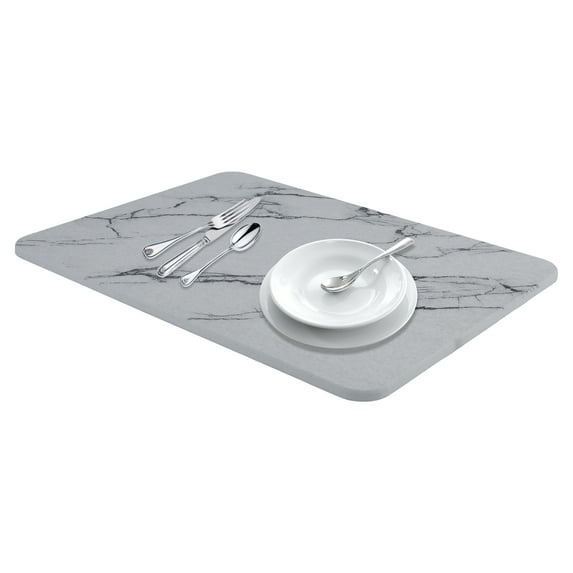 Unique Bargains Marbled Diatomaceous Stone Dish Drying Mat for Kitchen Gray
