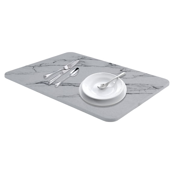 Unique Bargains Marbled Diatomaceous Stone Dish Drying Mat for Kitchen Gray