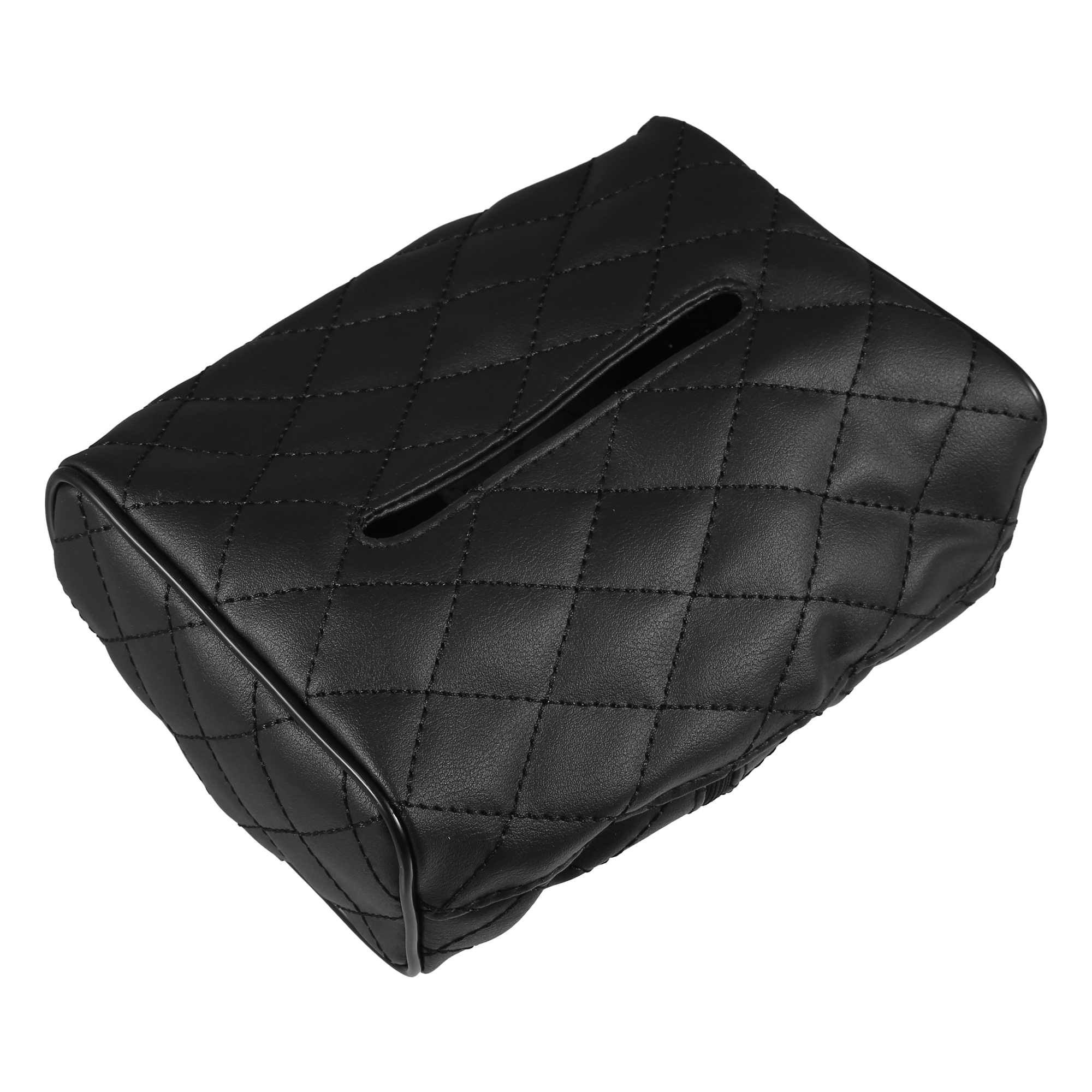 Unique Bargains Mask Visor Paper Box Holder PU Leather Organizer Black