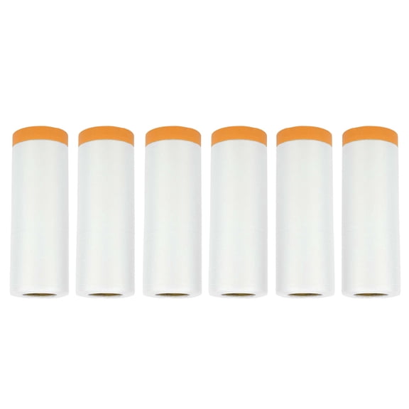 Unique Bargains Masking Paper with Tape 2000x110cm / 65.62ftx43.31" 1 Set Pre-Taped Paper Film Kit White Orange