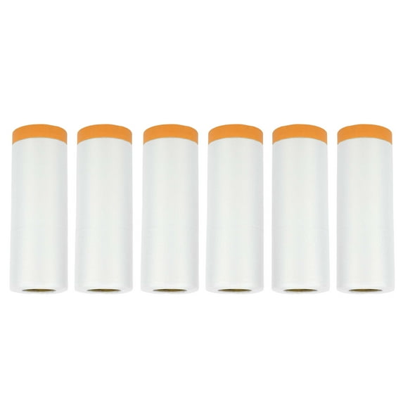 Unique Bargains Masking Paper with Tape 2000x110cm / 65.62ftx43.31" 1 Set Pre-Taped Paper Film Kit White Orange