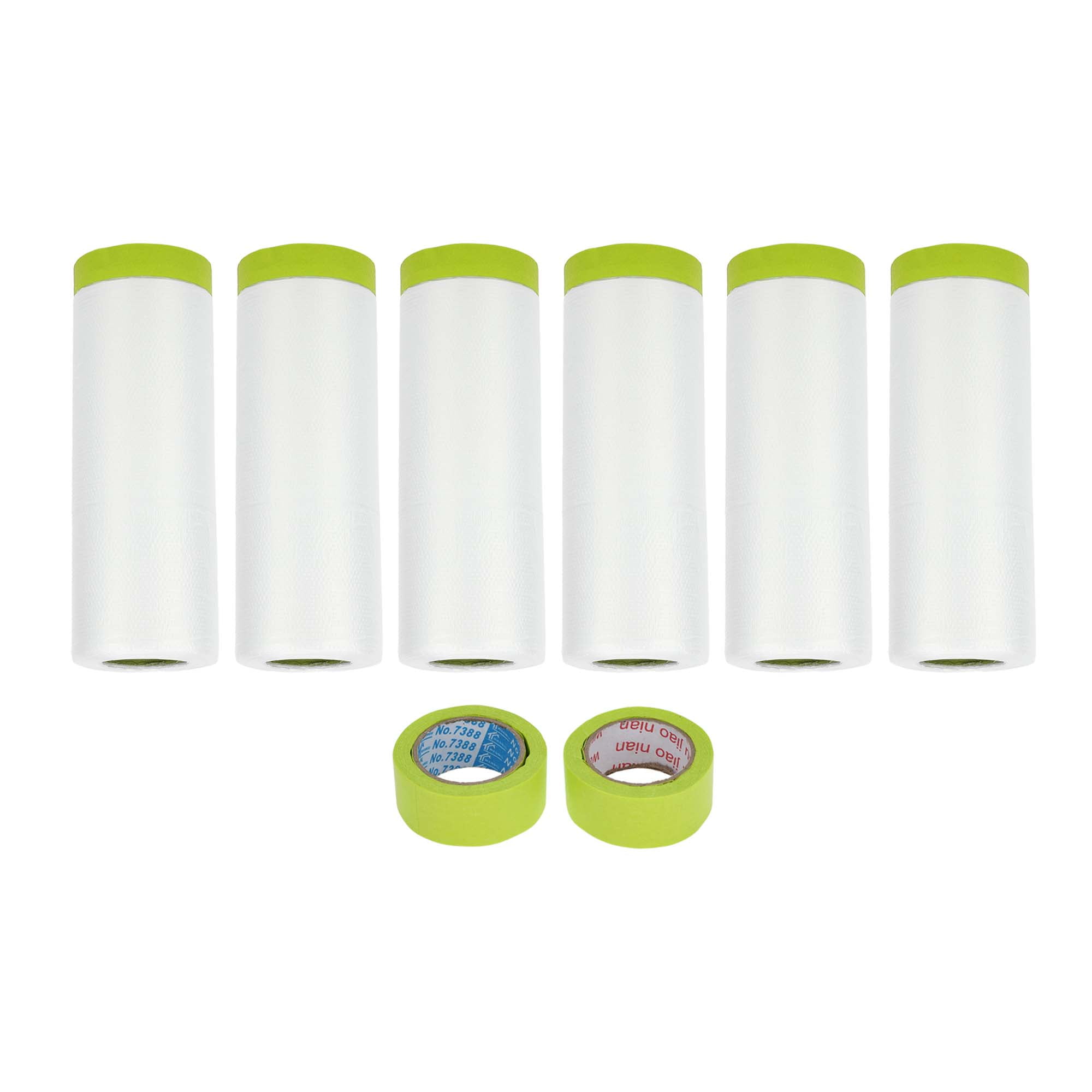Unique Bargains Masking Paper with Tape 2000x140cm/65.62ftx55.11" 1 Set Pre-Taped Paper Film Kit w/2 rolls of tape