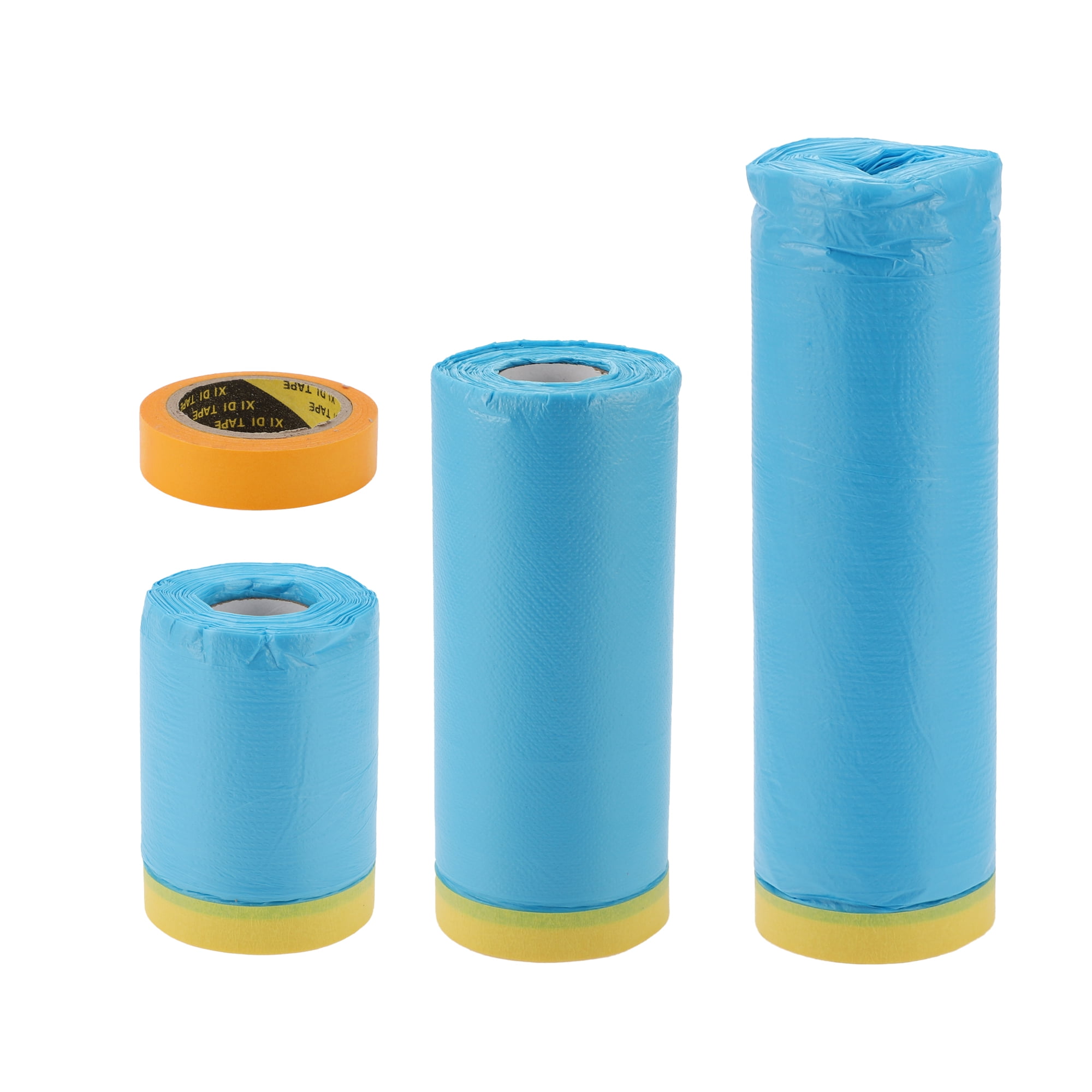 Unique Bargains Masking Paper with Tape 2000x55cm / 65.62ftx21.65" 1 Set Pre-Taped Paper Film Kit Blue Yellow