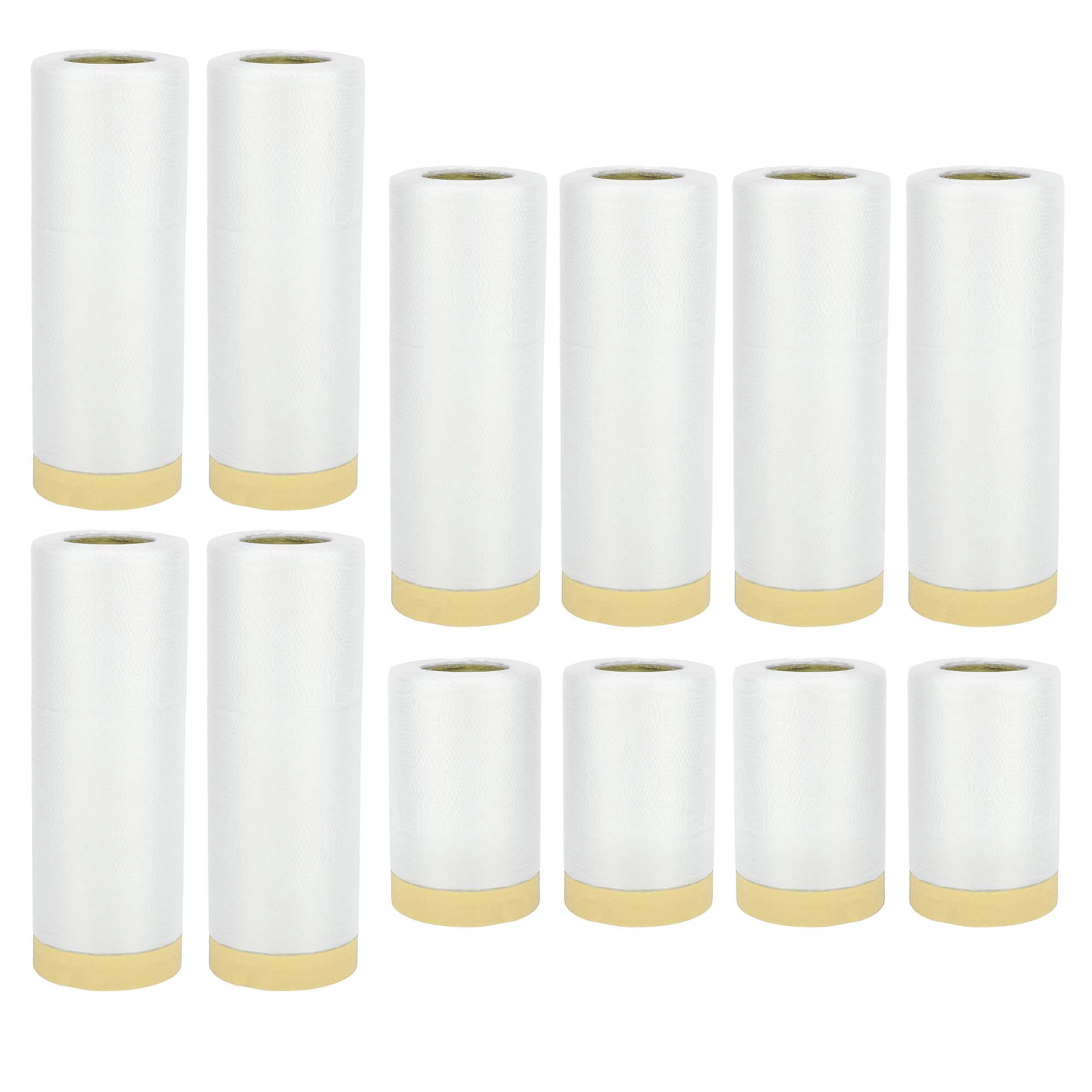 Unique Bargains Masking Paper with Tape 2000x90cm / 65.62ftx35.43" 1 Set Pre-Taped Paper Film Kit White Yellow