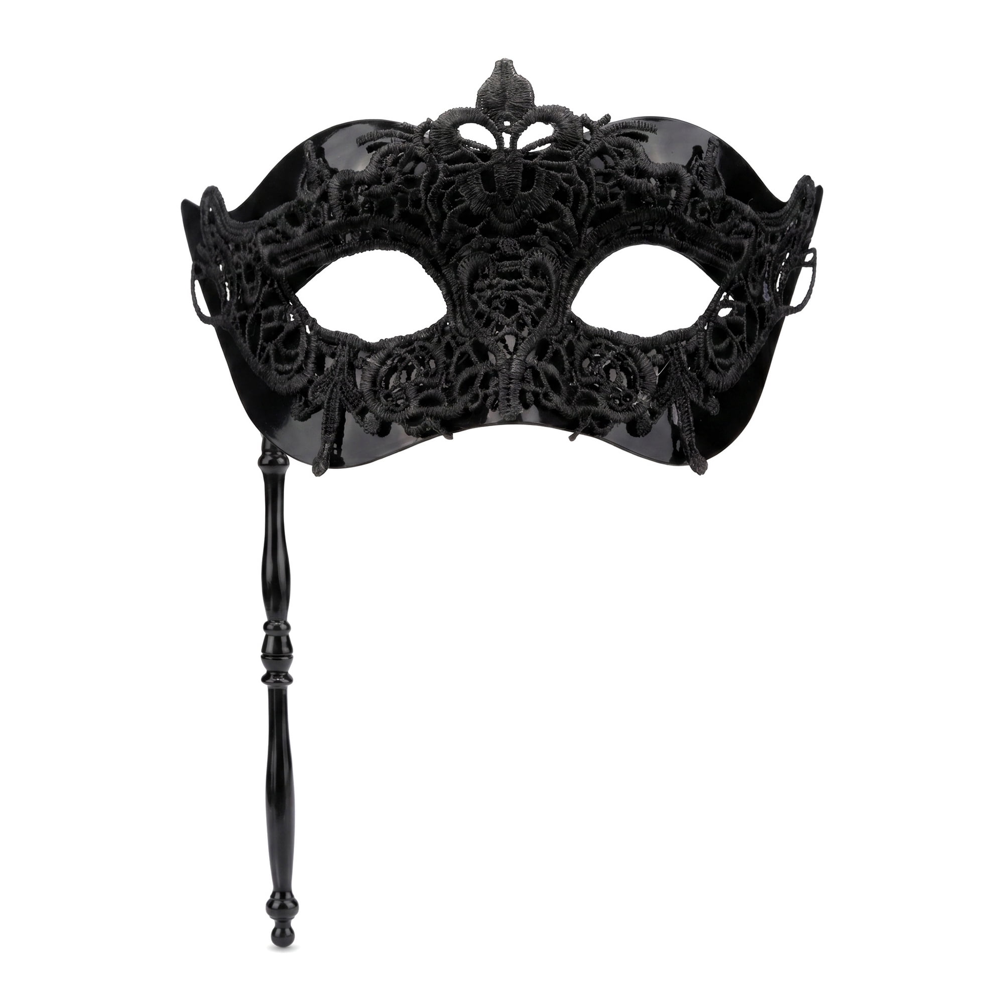 Unique Bargains Handheld Masquerade Mask with Stick Molded Venetian Plastic Eye Mask Black Arrow 10.6" x 7.1"