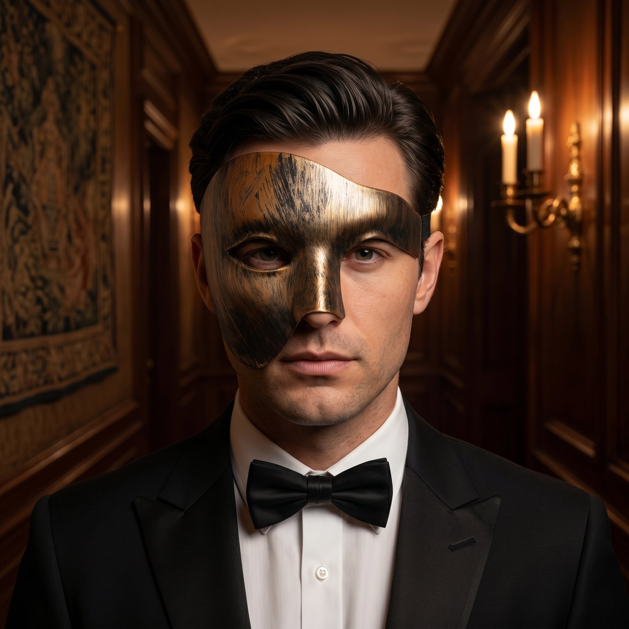 Unique Bargains Masquerade Plastic Half Face Mask for Halloween Costume Copper 7.1" x 5.1"