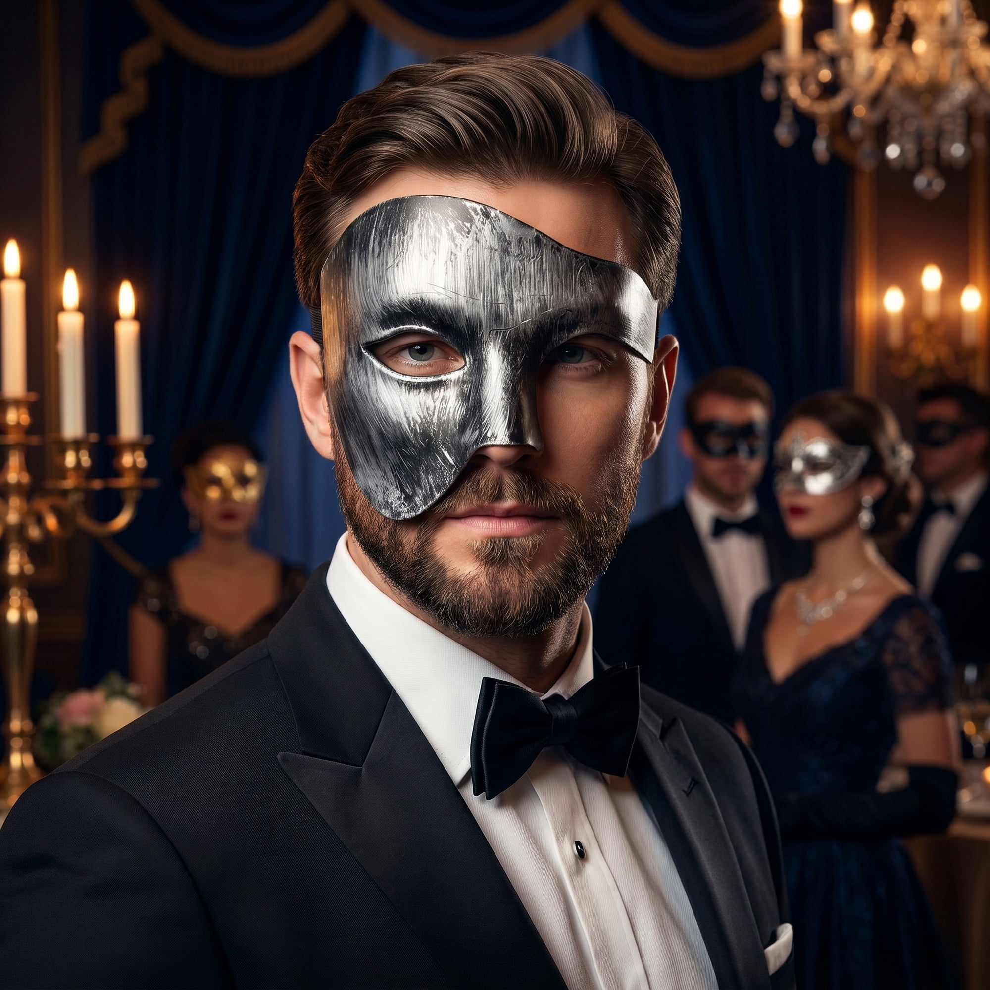 Unique Bargains Masquerade Plastic Half Face Mask for Halloween Costume Silver 7.1" x 5.1"