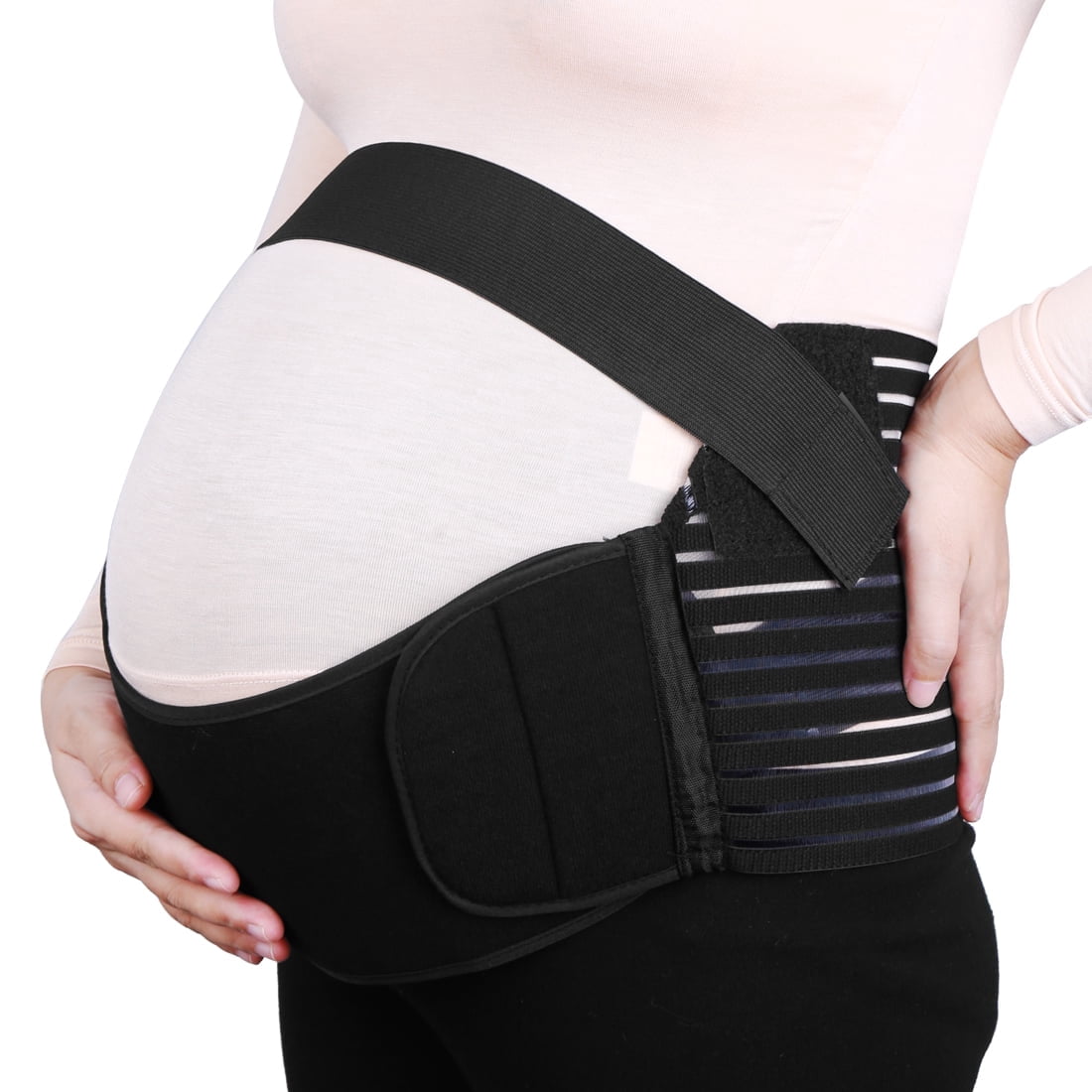 Unique Bargains Maternity Antepartum Belt Pregnant Women Abdominal Support Waist Belly Band Back Brace Black S