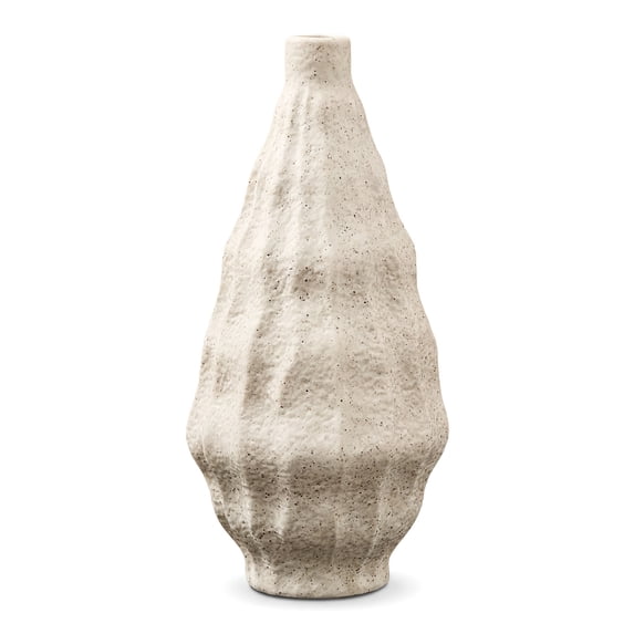 Unique Bargains Matte Chubby Bud Flower Vase with Wide Opening Ribbed Decorative Beige