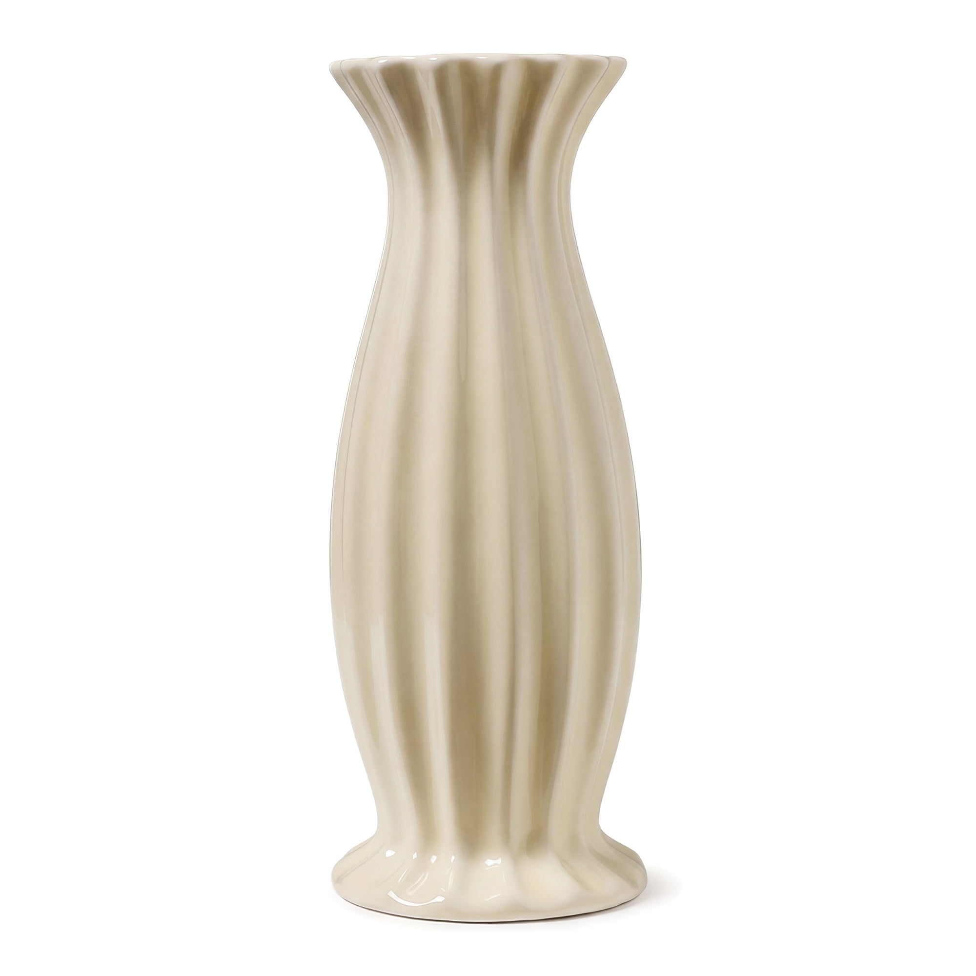 Unique Bargains Matte Ribbed Cylinder Vases Cream Yellow 2.9"L x 2.9"W x 7.9"H