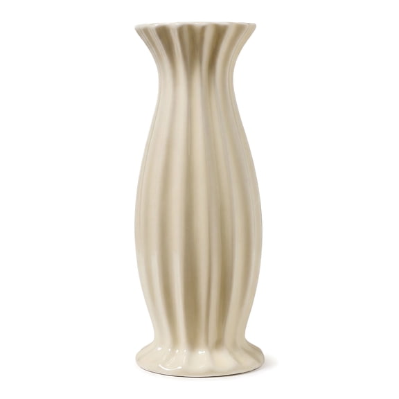 Unique Bargains Matte Ribbed Cylinder Vases Cream Yellow 2.9"L x 2.9"W x 7.9"H