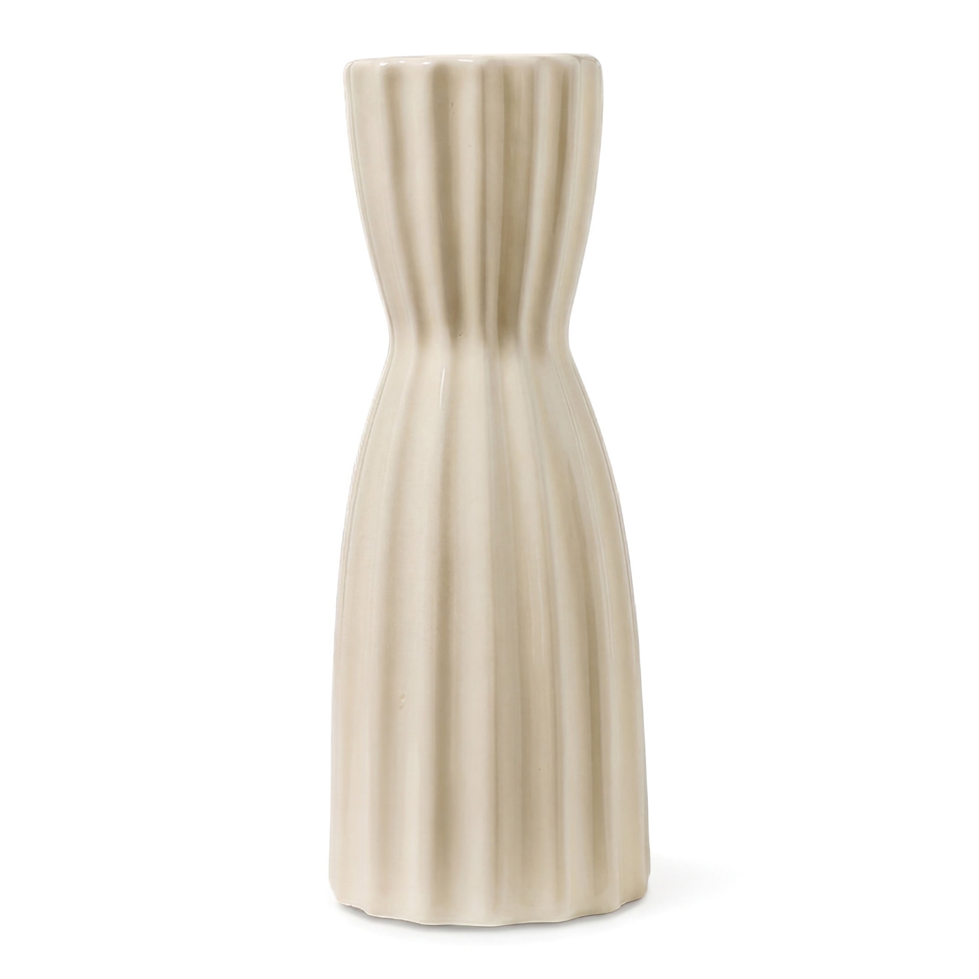 Unique Bargains Matte Ribbed Cylinder Vases Cream Yellow 3.0"L x 3.0"W x 7.9"H