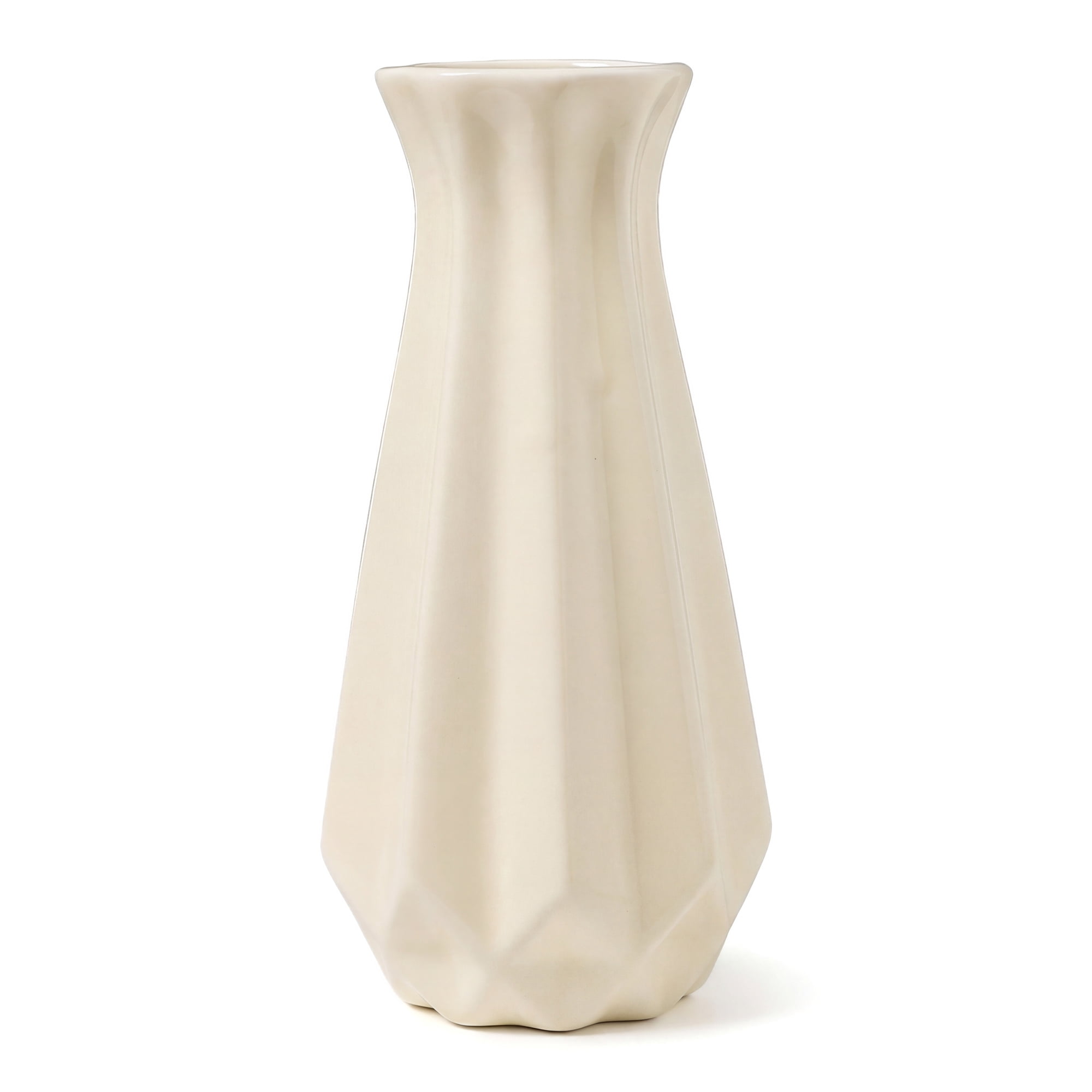 Unique Bargains Matte Ribbed Cylinder Vases Cream Yellow 3.9"L x 3.9"W x 8.0"H