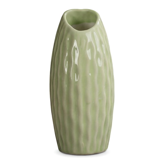 Unique Bargains Matte Ribbed Decorative Flower Vase Green 2.4"L x 2.4"W x 5.1"H