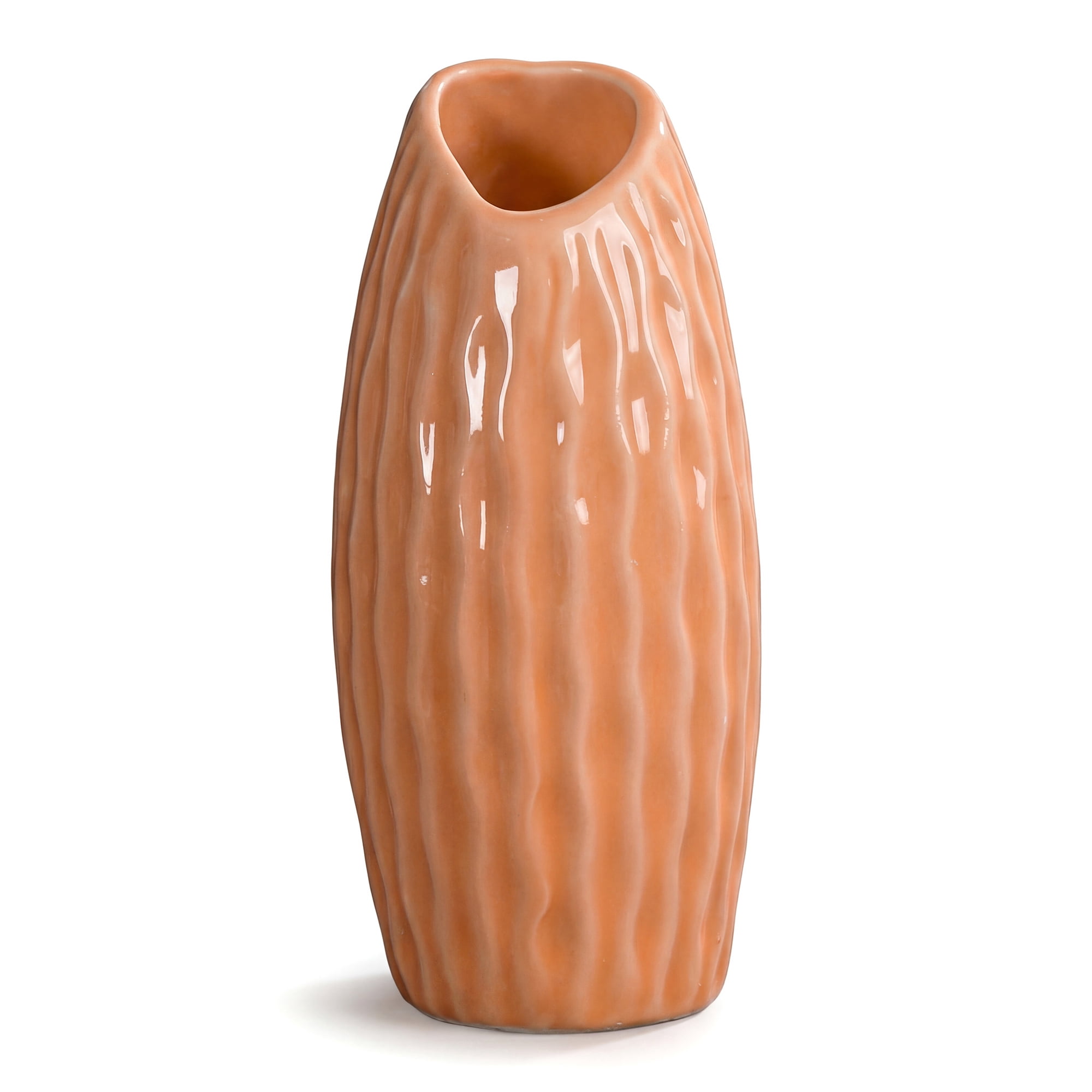 Unique Bargains Matte Ribbed Decorative Flower Vase Orange 2.4"L x 2.4"W x 5.1"H
