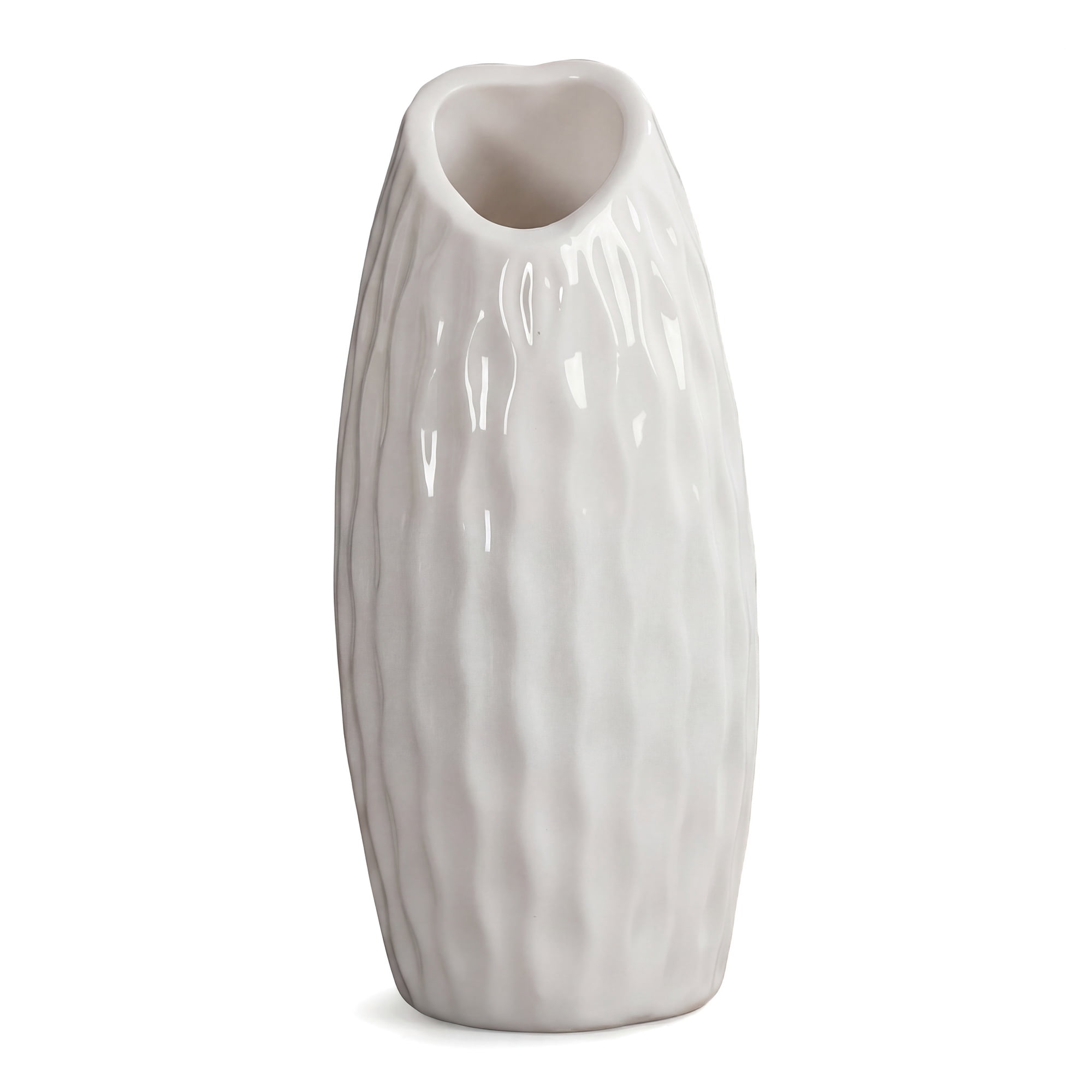 Unique Bargains Matte Ribbed Decorative Flower Vase White 2.4"L x 2.4"W x 5.1"H