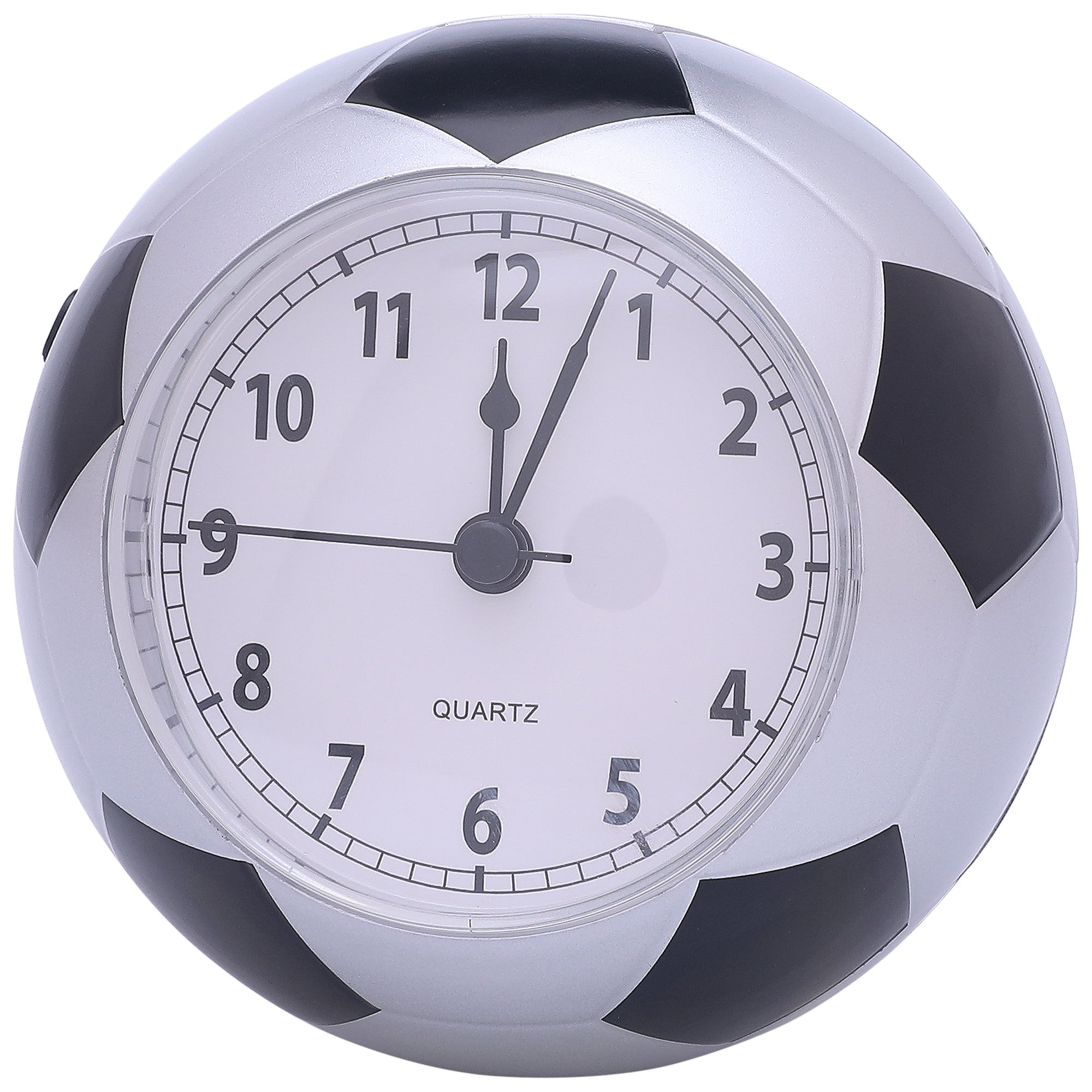 Unique Bargains Mechanical Soccer-Shaped Alarm Clock Silver 4.5"L x 3.9"W x 4.3"H