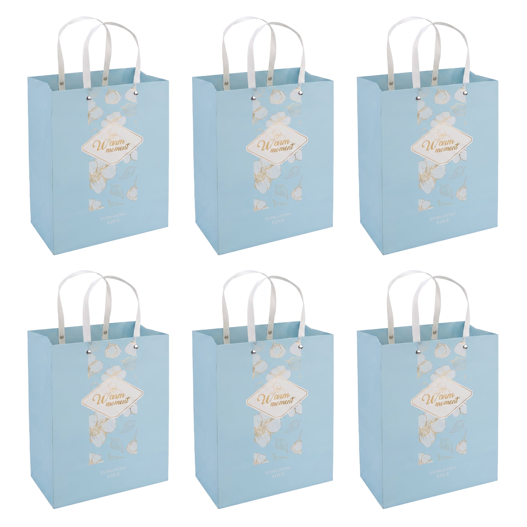 Unique Bargains Medium Gift Bags with Wide Flat Bottom for Occasions Blue 8.5"x 4.3" x 11"