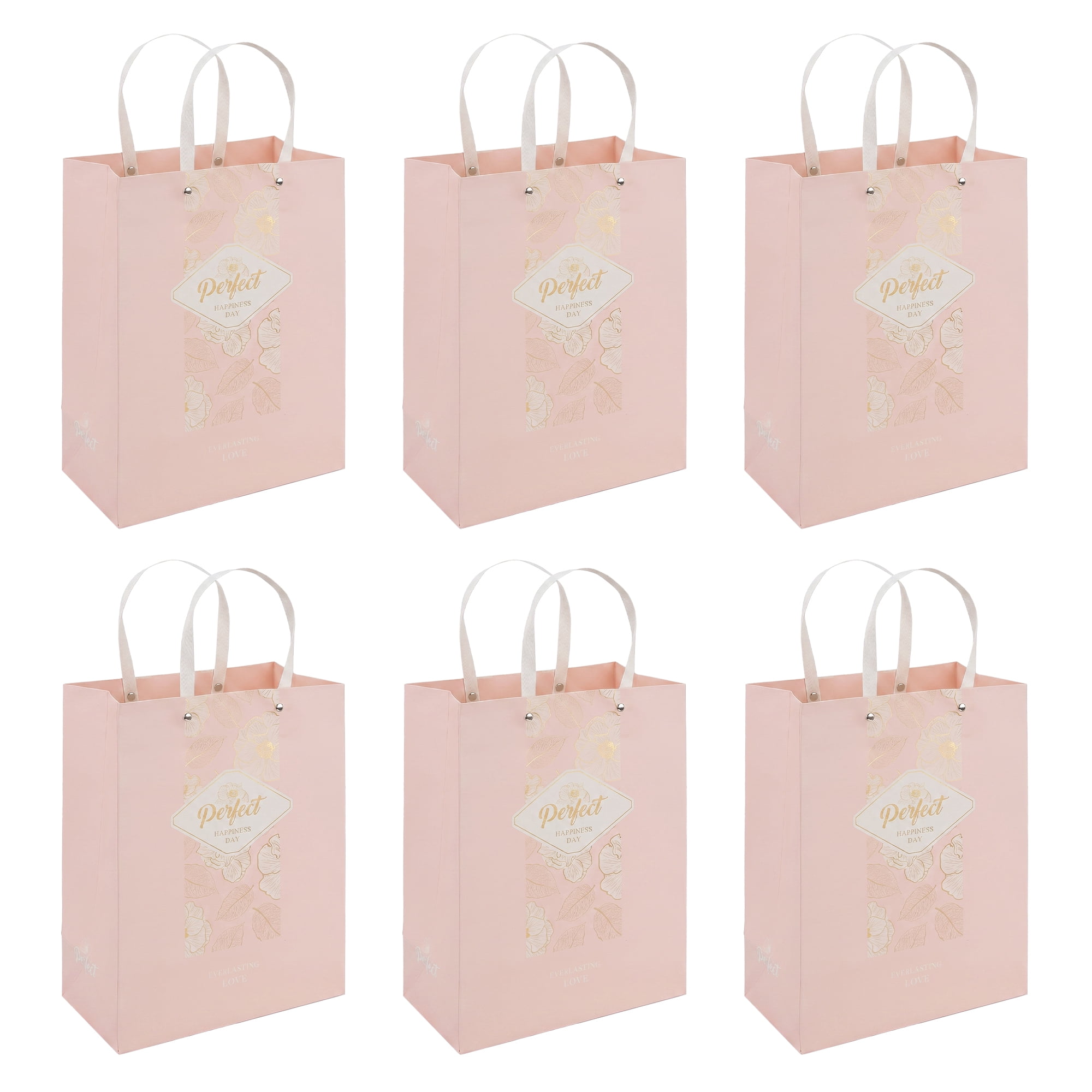 Unique Bargains Medium Gift Bags with Wide Flat Bottom for Occasions Pink 8.5"x 4.3" x 11"