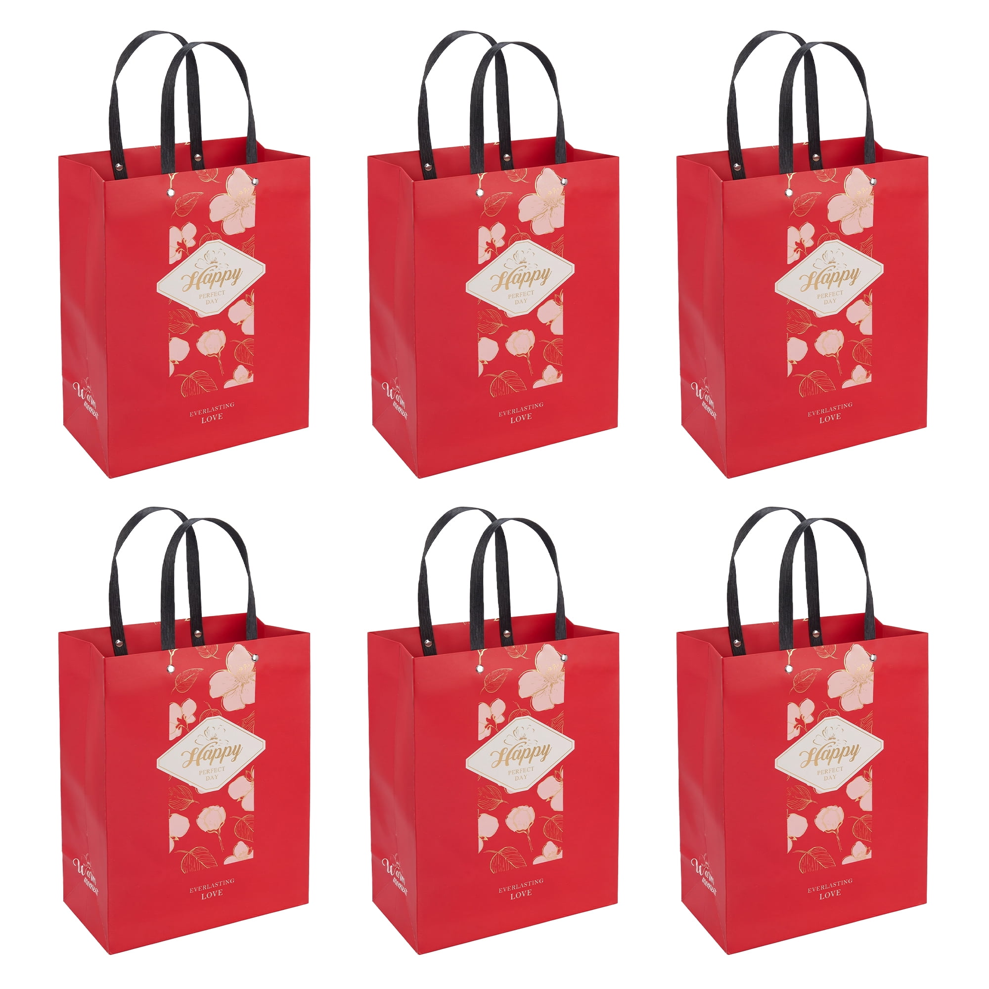 Unique Bargains Medium Gift Bags with Wide Flat Bottom for Occasions Red 8.5" x 4.3" x 11"