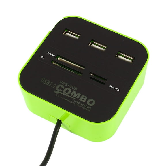 Unique Bargains Memory Card Reader 3 Port Powered USB 2.0 External Hub Combo Adapter
