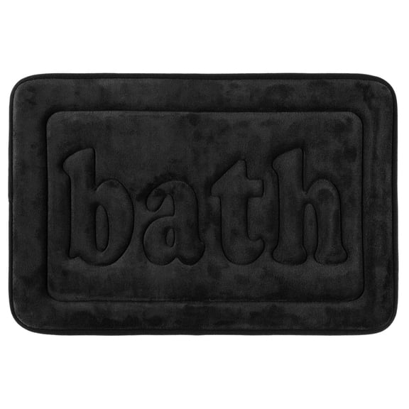Unique Bargains Memory Foam Absorbent Quick Dry Bathroom Rugs Non Skid Bottom Bath Mat Black 16"x24"