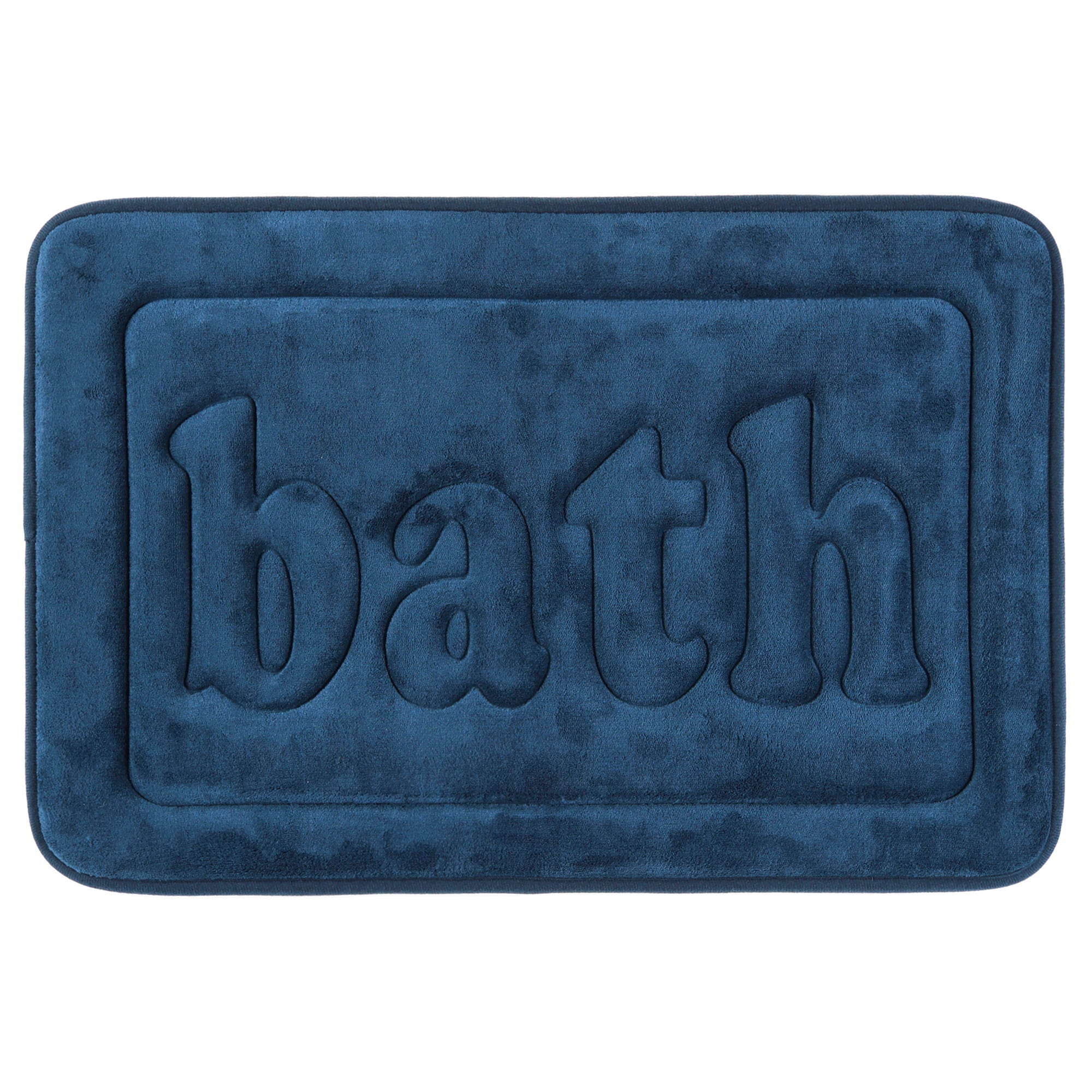 Unique Bargains Memory Foam Absorbent Quick Dry Bathroom Rugs Non Skid Bottom Bath Mat Dark Blue 20"x32"