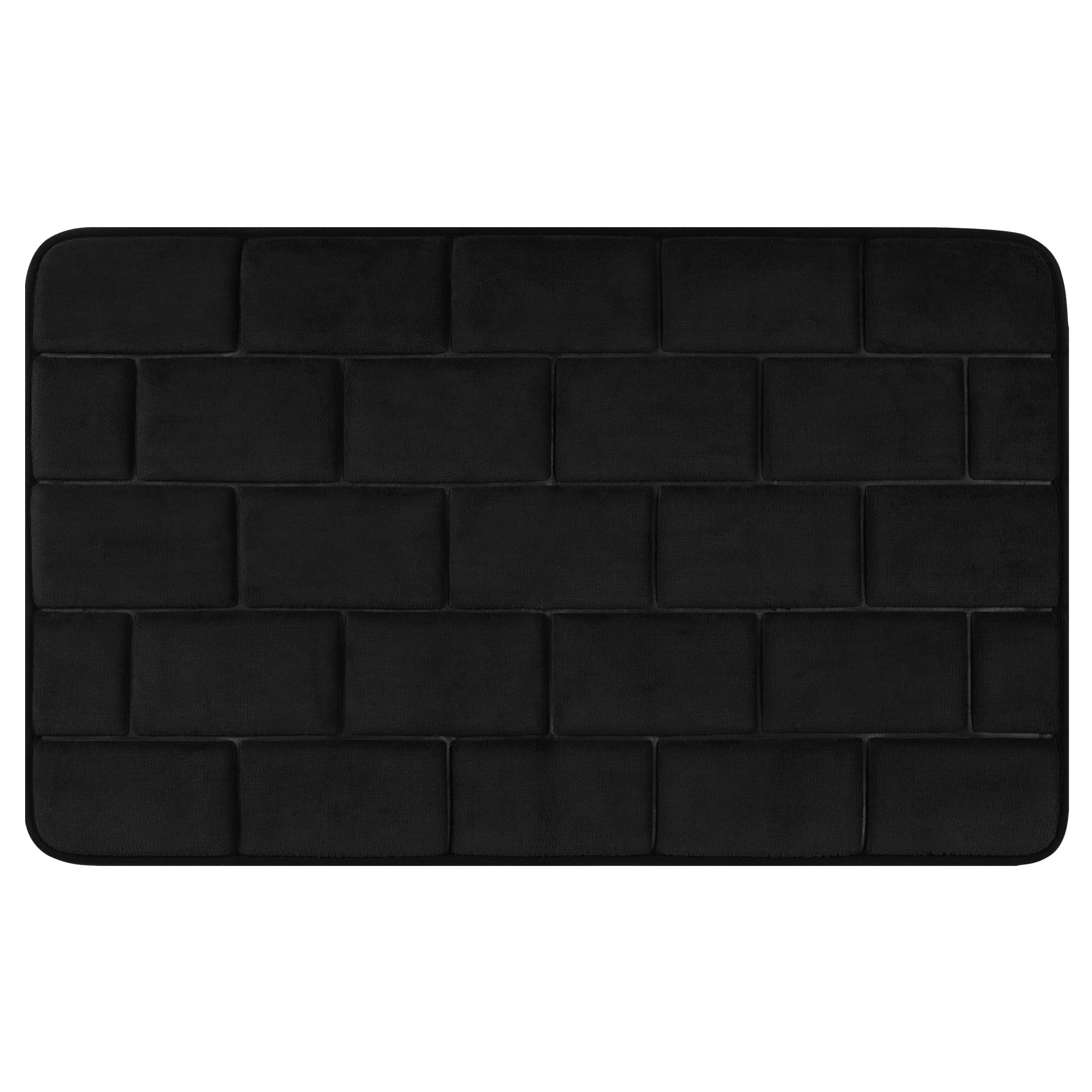Unique Bargains Memory Foam Bath Mat Soft Absorbent Bathroom Rug Non-Slip Thick Dry Fast Black 20" x 32"