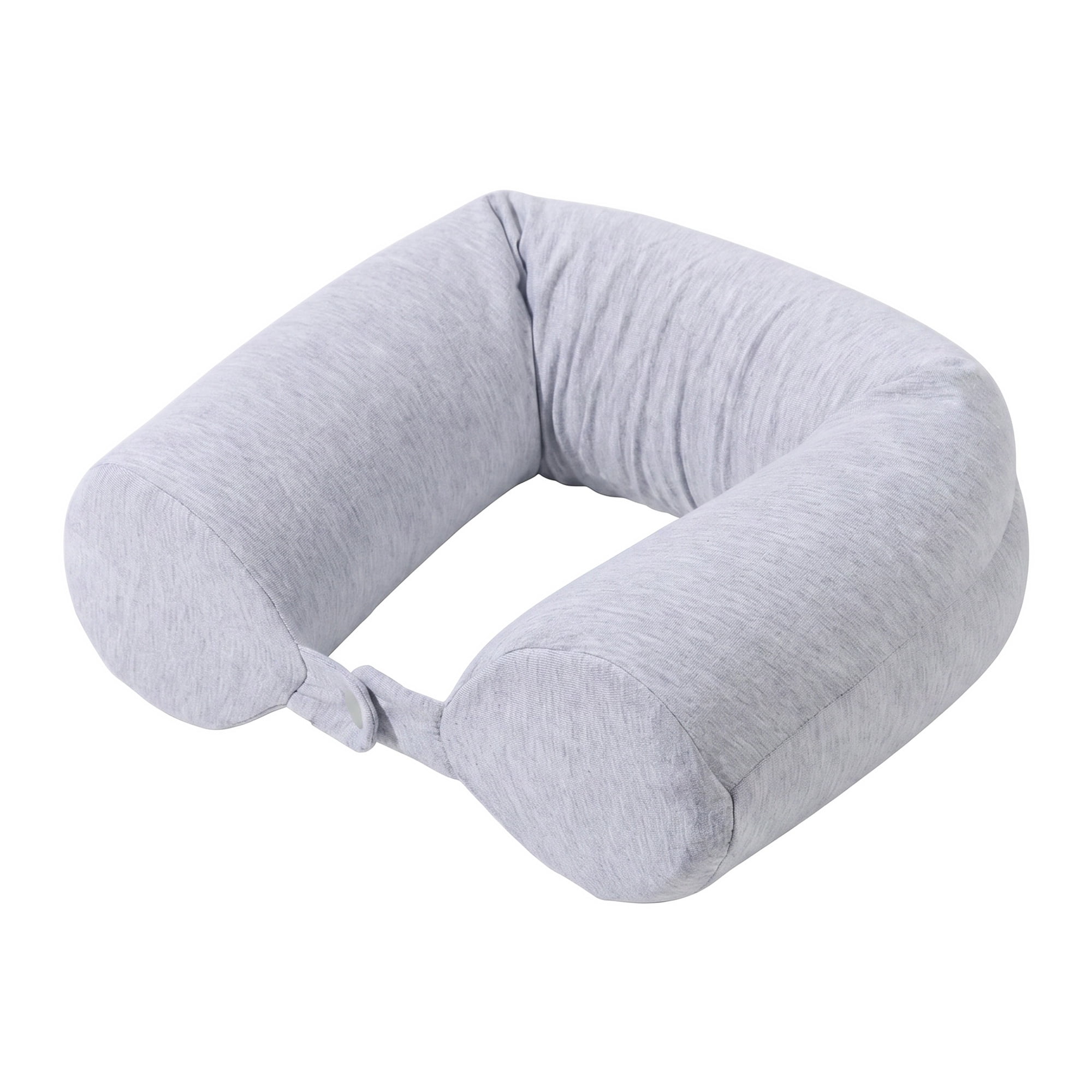 Unique Bargains Memory Foam Neck Pillow U Shape Closure for Airplane Light Gray 25"x4"