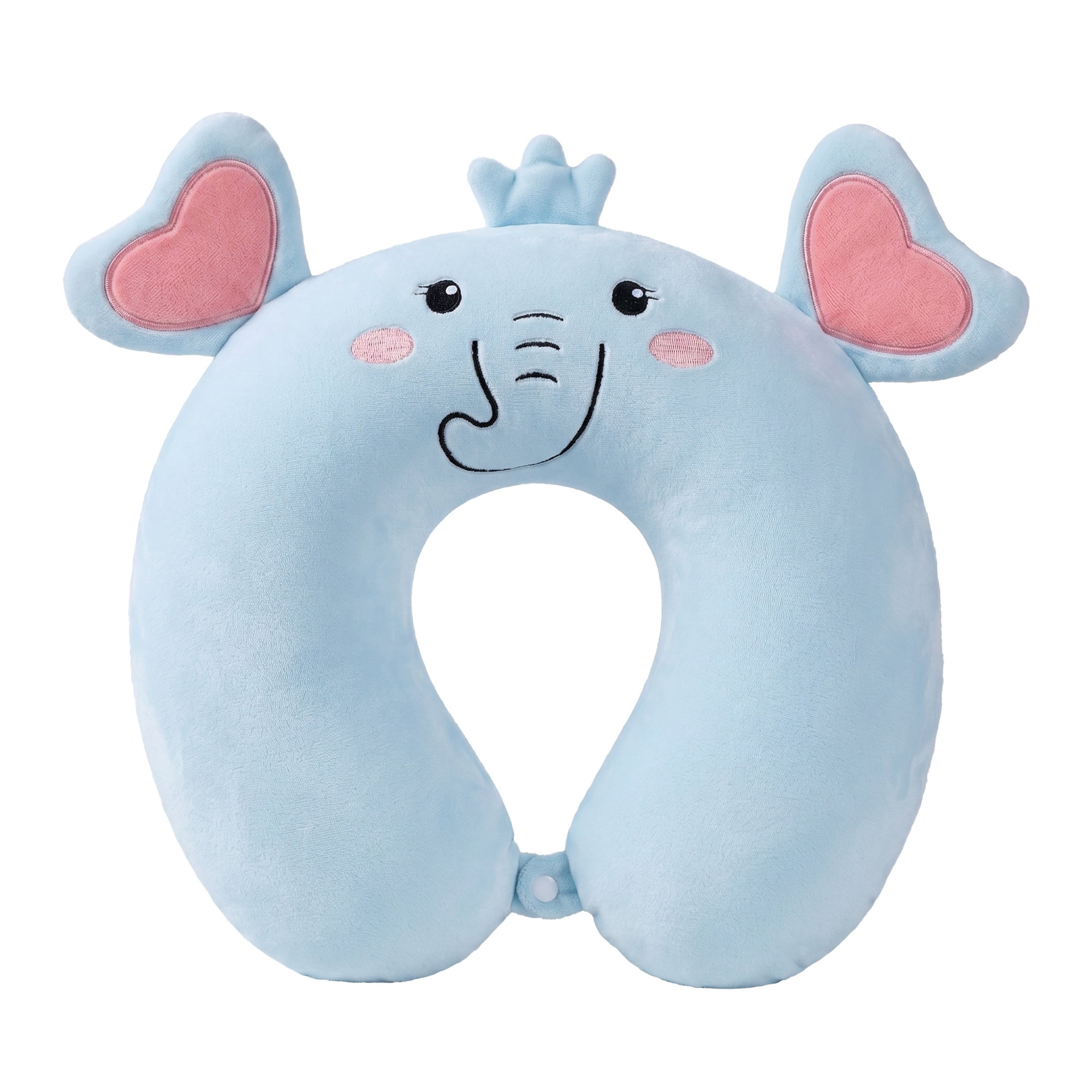 Unique Bargains Memory Foam Neck Pillow U Shape Snap Closure Head Rest Light blue 12"x12"