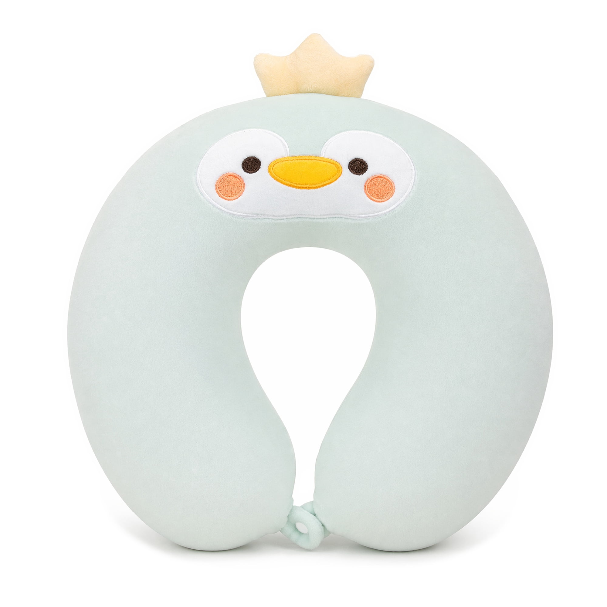 Unique Bargains Memory Foam Neck Pillow U Shape Snap Closure Head Rest Mint Green 12"x12"