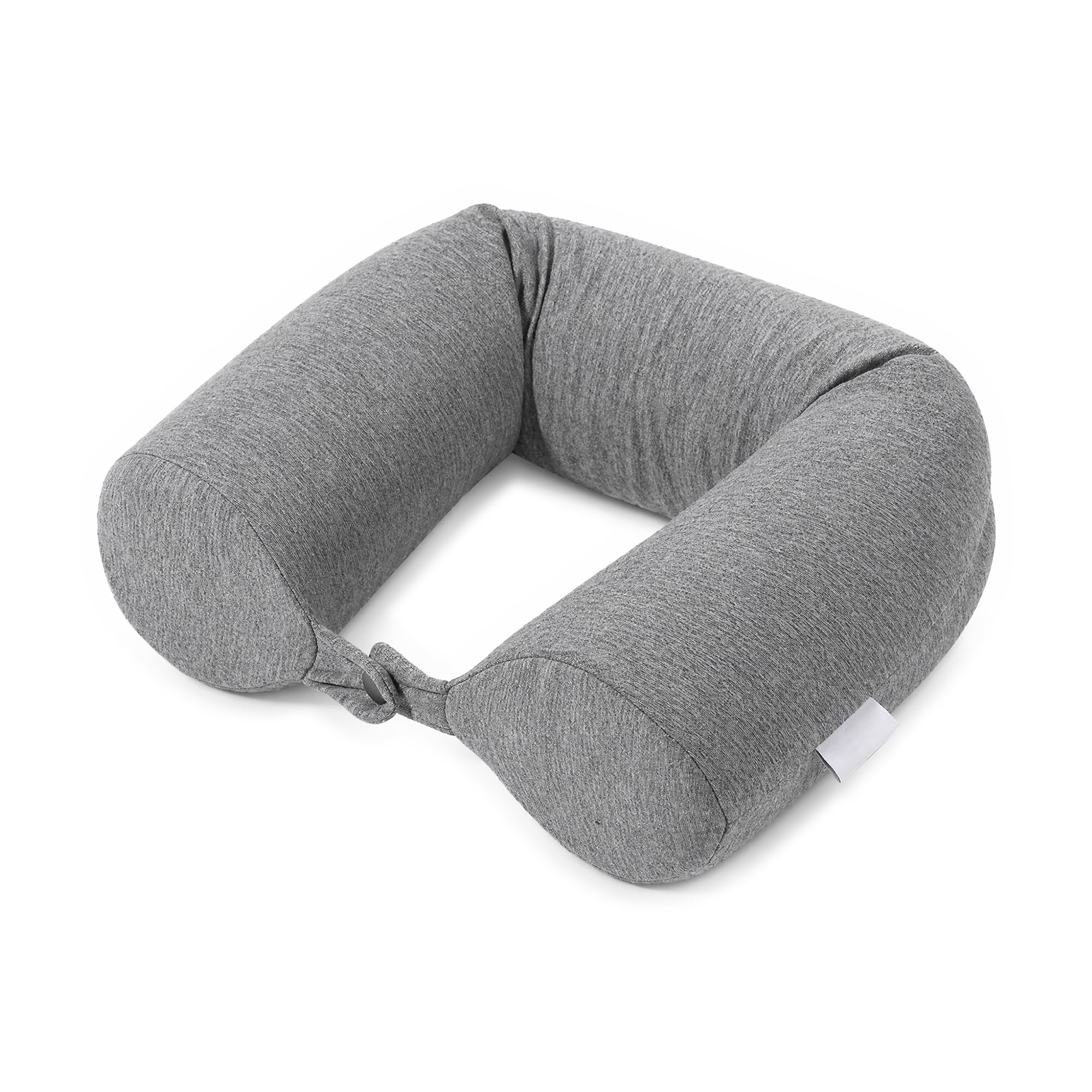Unique Bargains Memory Foam Neck Pillow U Shape Snap Closure for Airplane Dark Gray 25"x4"