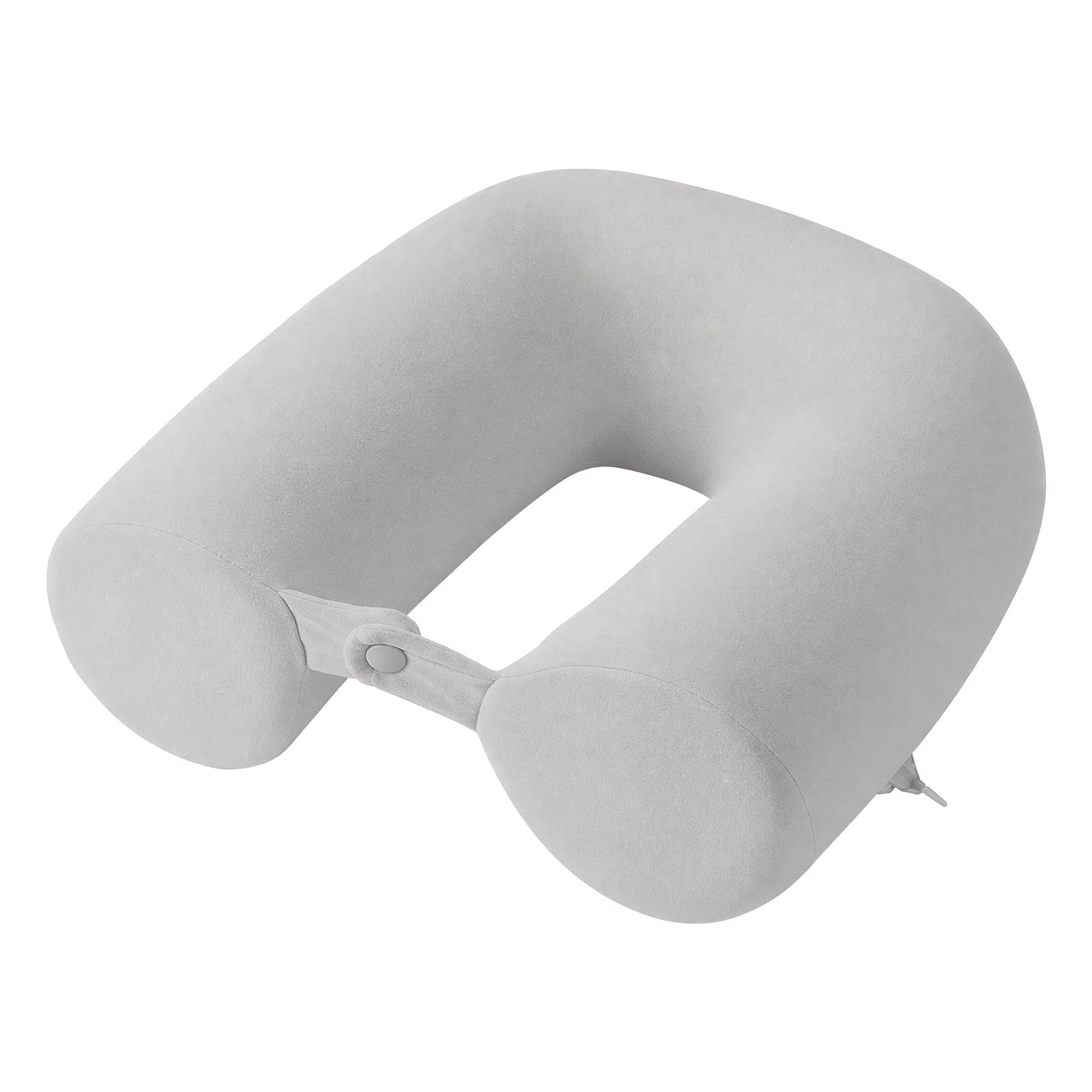 Unique Bargains Memory Foam Neck Pillow U Shape Snap Closure for Airplane Gray 25"x4"