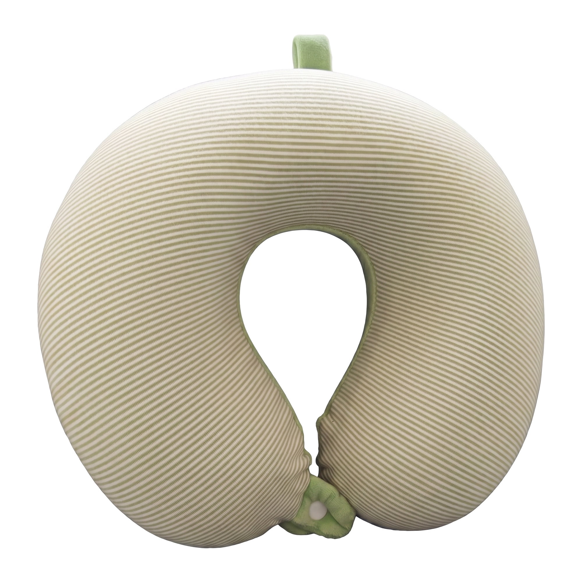 Unique Bargains Memory Foam Neck Pillow U Shape Snap Closure for Office Green 11"x12"x4"