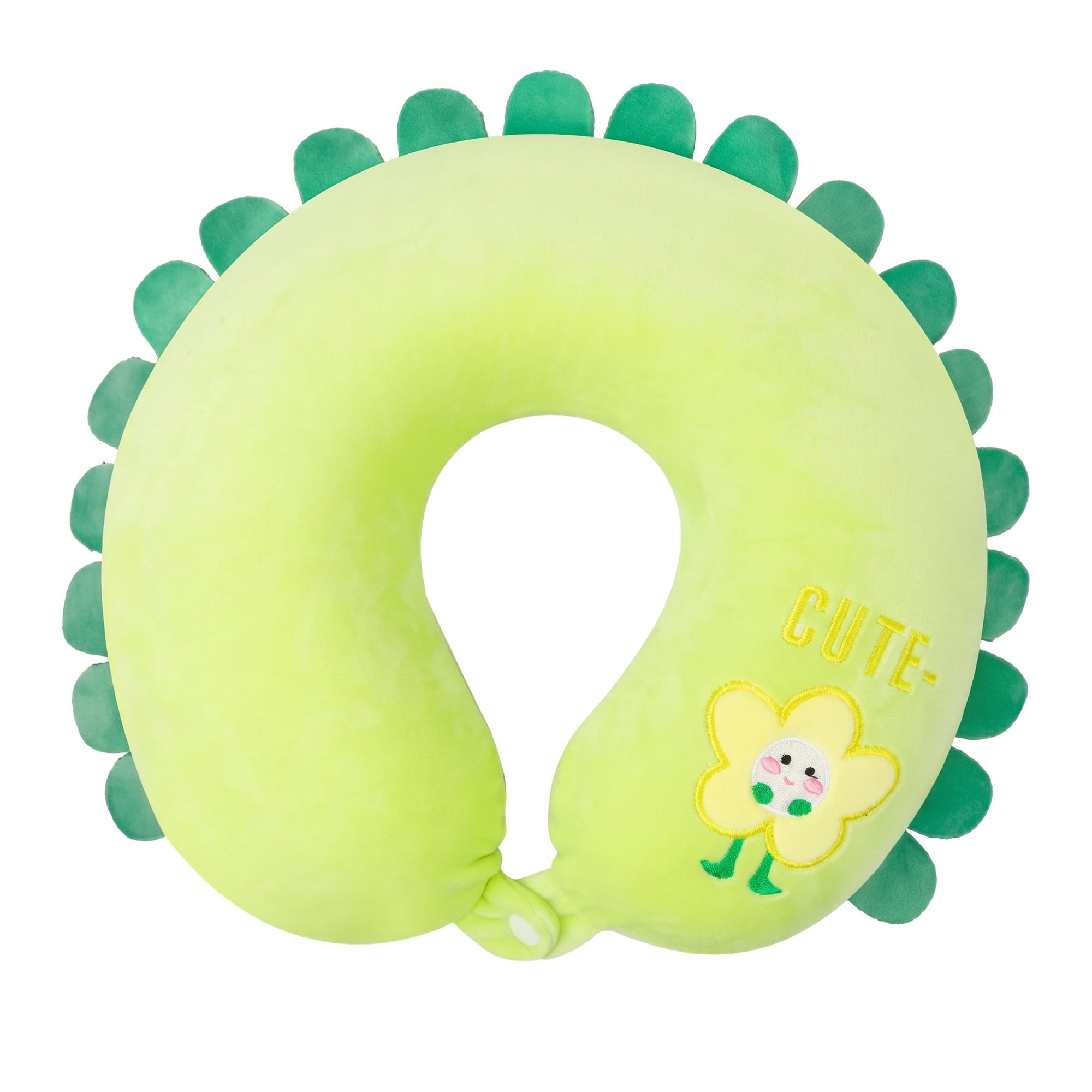 Unique Bargains Memory Foam Neck Pillow U Shape Sunflower Neck Pillow Green 12"x12"