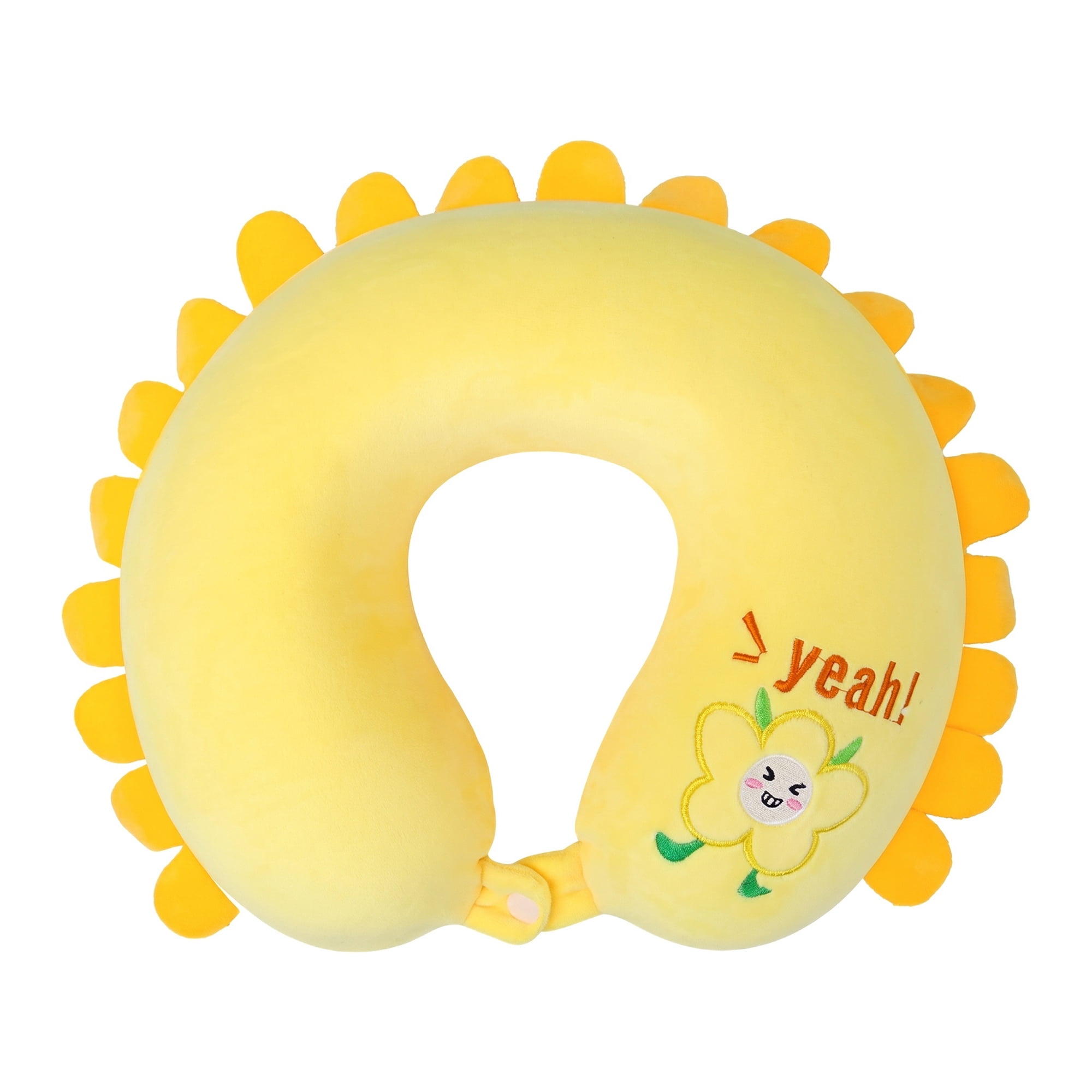 Unique Bargains Memory Foam Neck Pillow U Shape Sunflower Neck Pillow Yellow 12"x12"