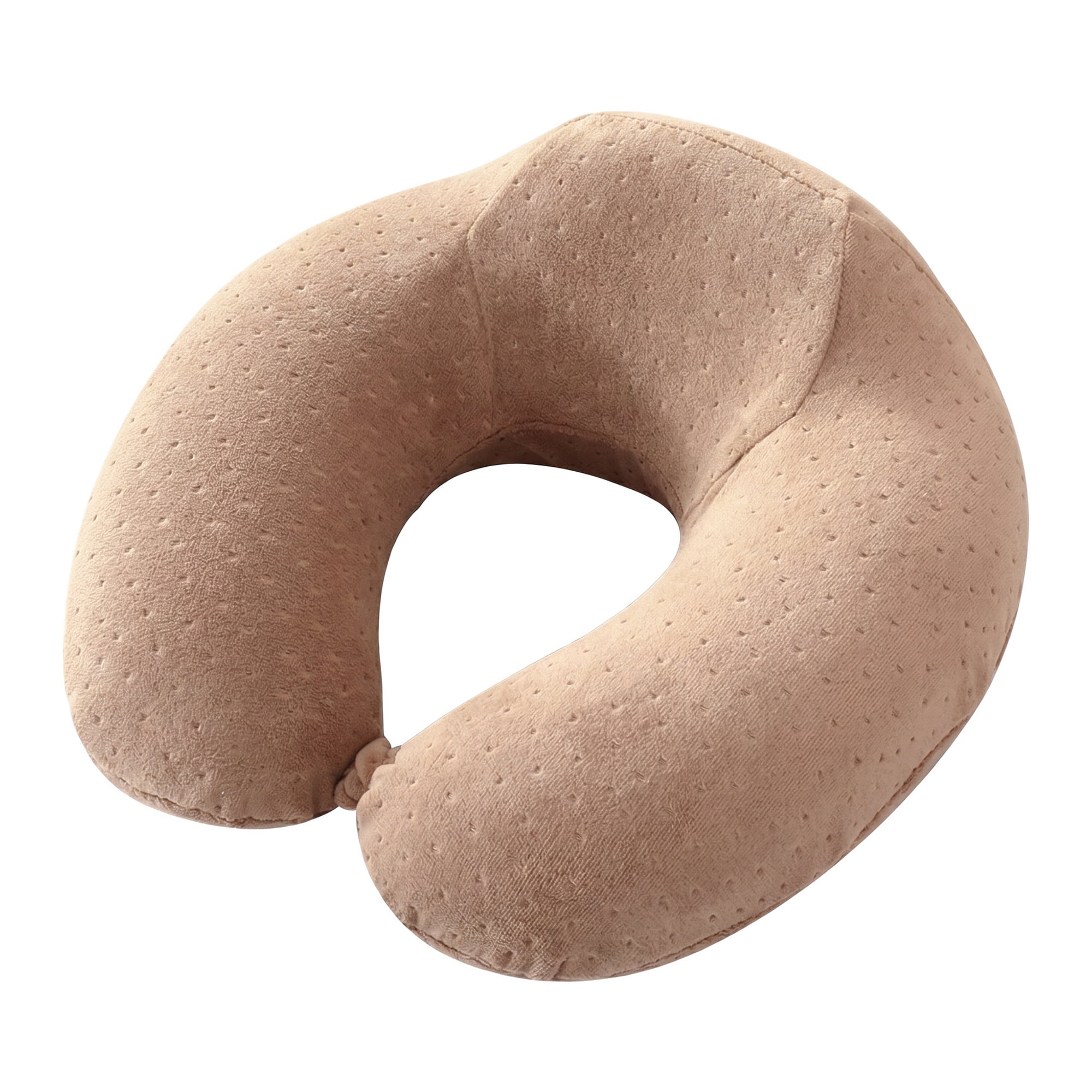 Unique Bargains Memory Foam Neck Pillow U Shape with Snap Closure Camel 12"x12"x5"