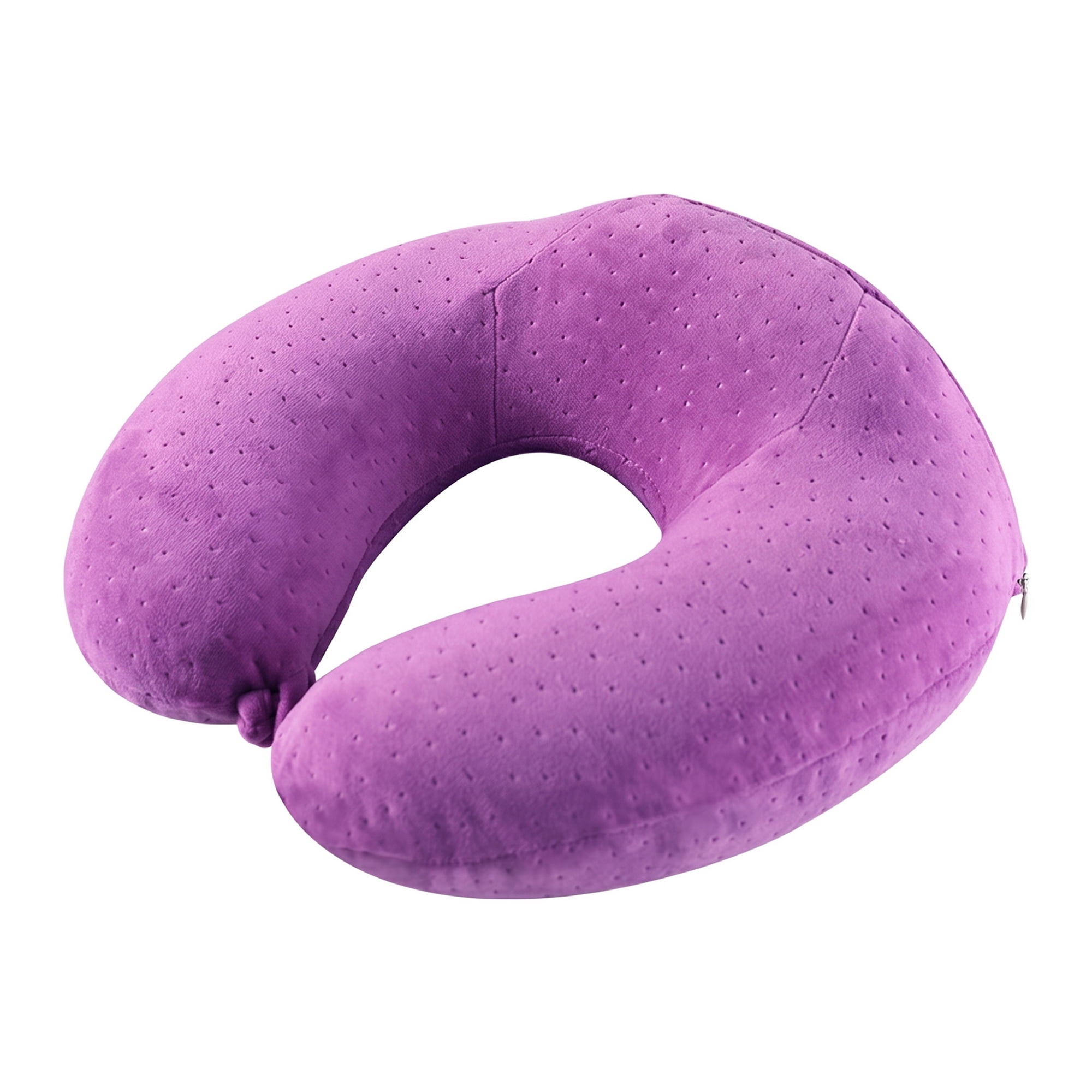 Unique Bargains Memory Foam Neck Pillow U Shape with Snap Closure Lilac purple 12"x12"x5"
