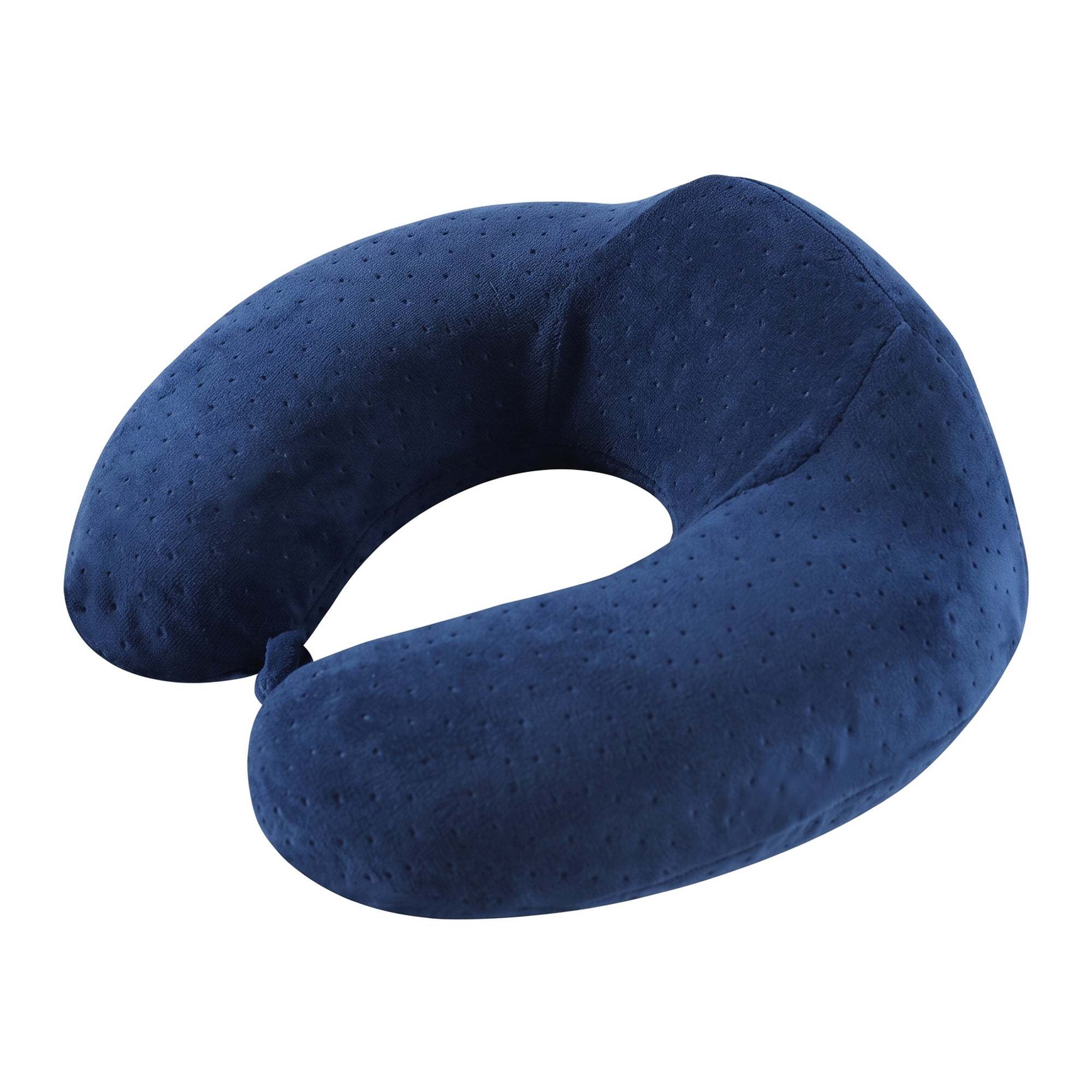 Unique Bargains Memory Foam Neck Pillow U Shape with Snap Closure Navy blue 12"x12"x5"